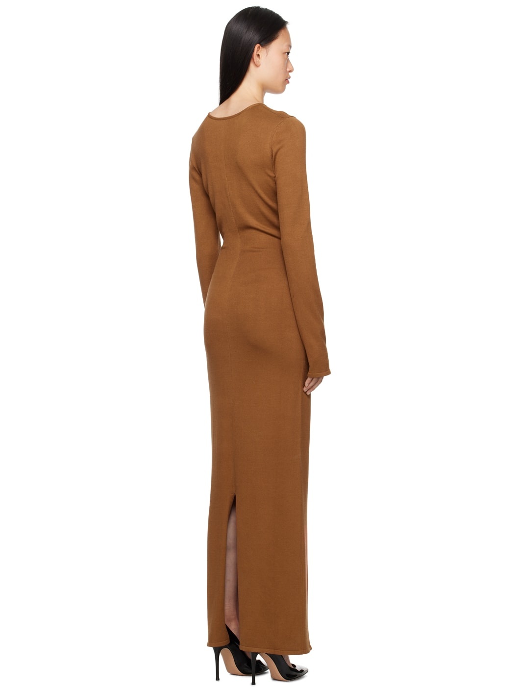 Brown Keyhole Maxi Dress - 3