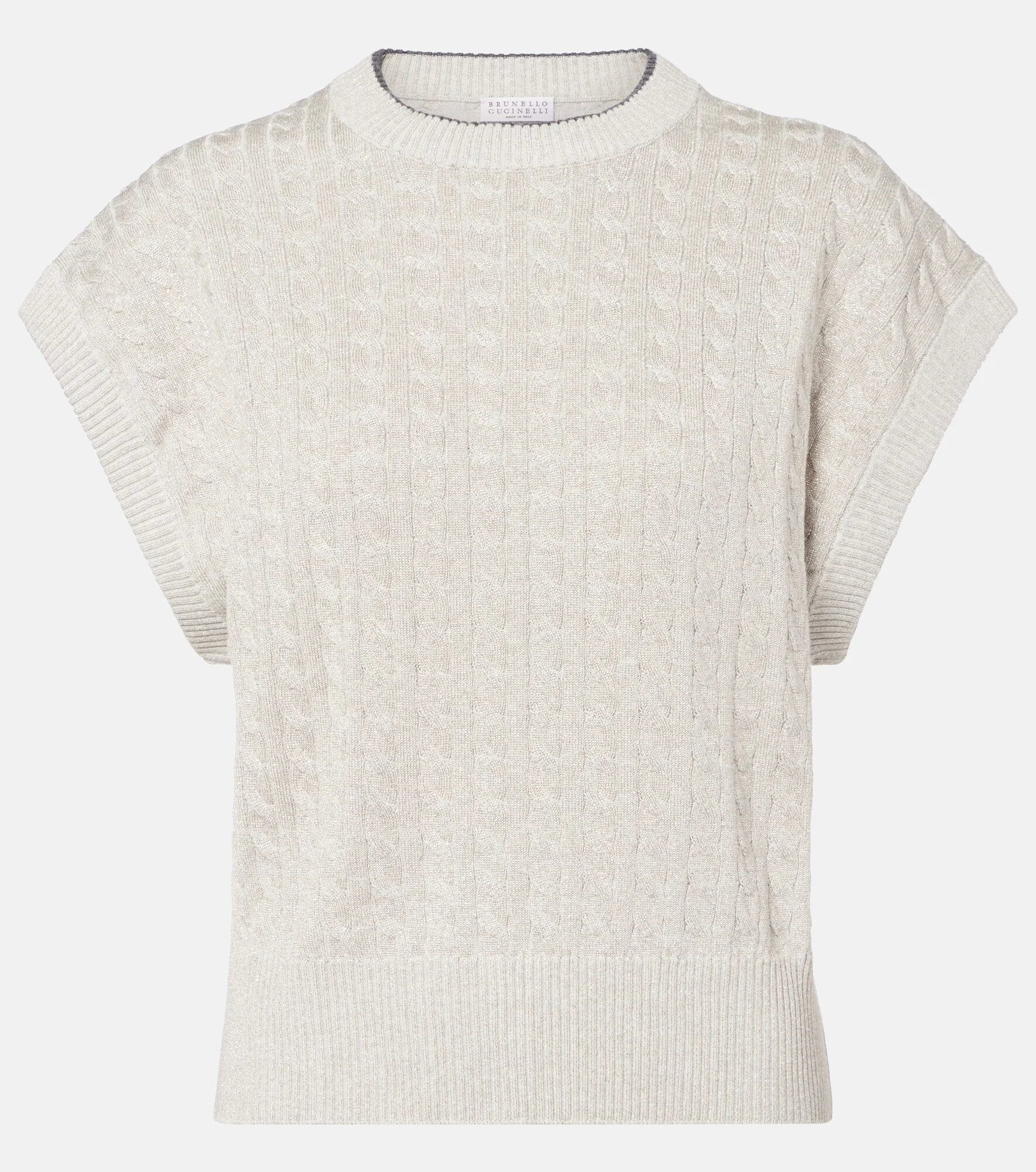 Cable-knit cotton-blend sweater - 1