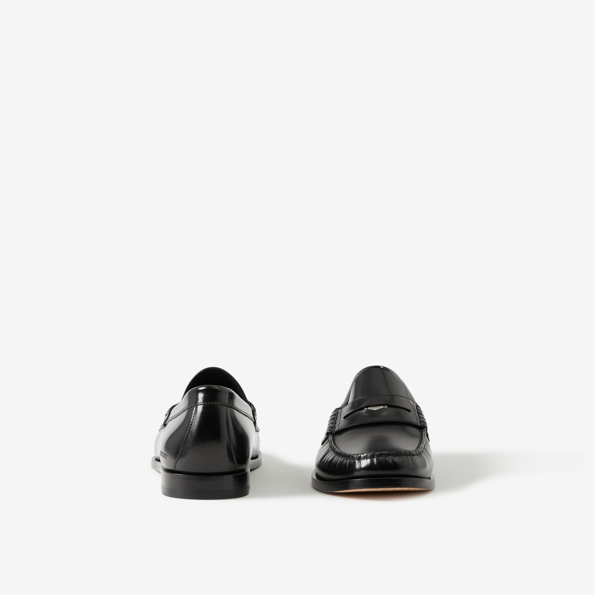 Coin Detail Leather Penny Loafers - 4