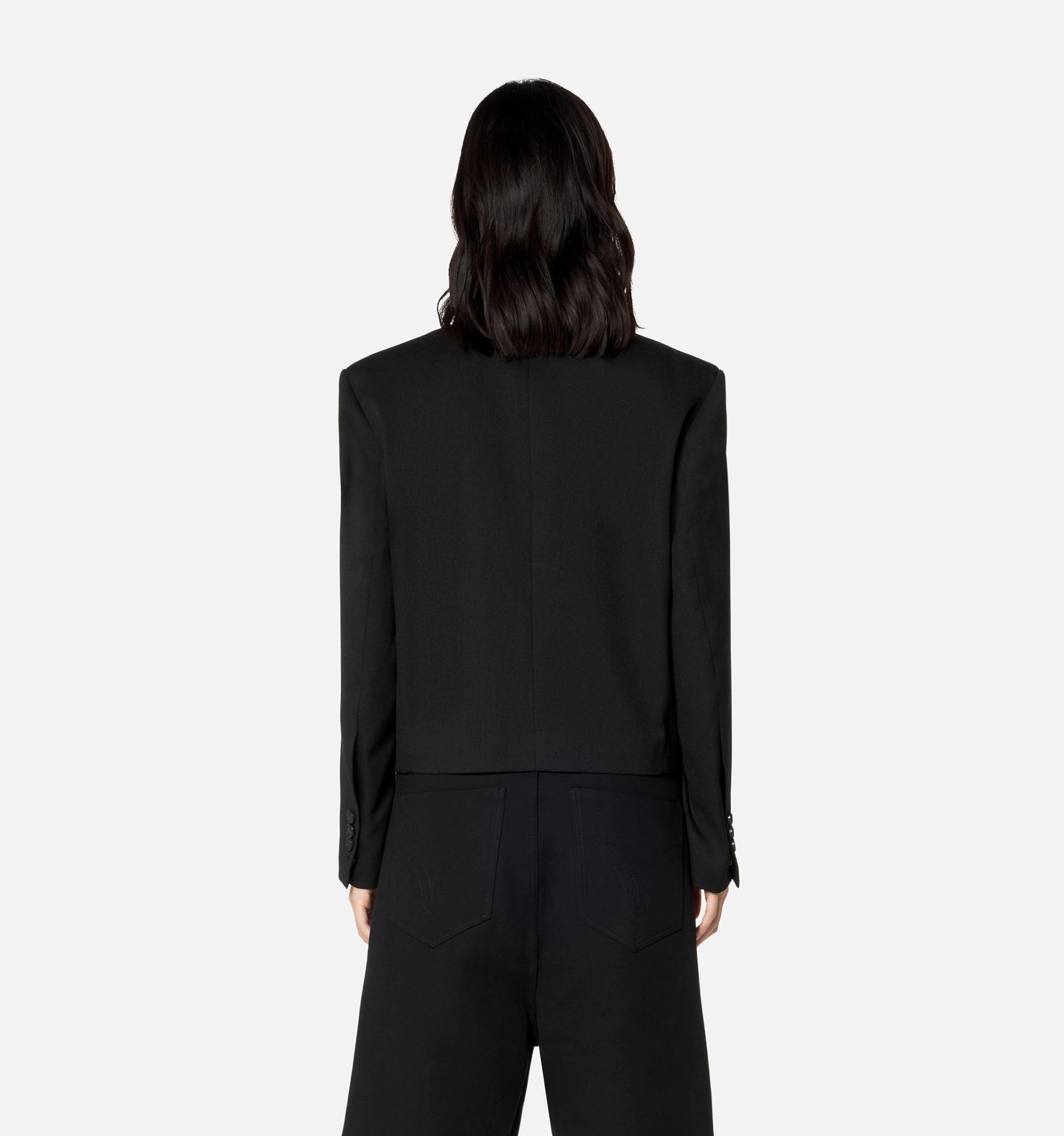 Short Jacket With Contrasted Lapel Collar - 7