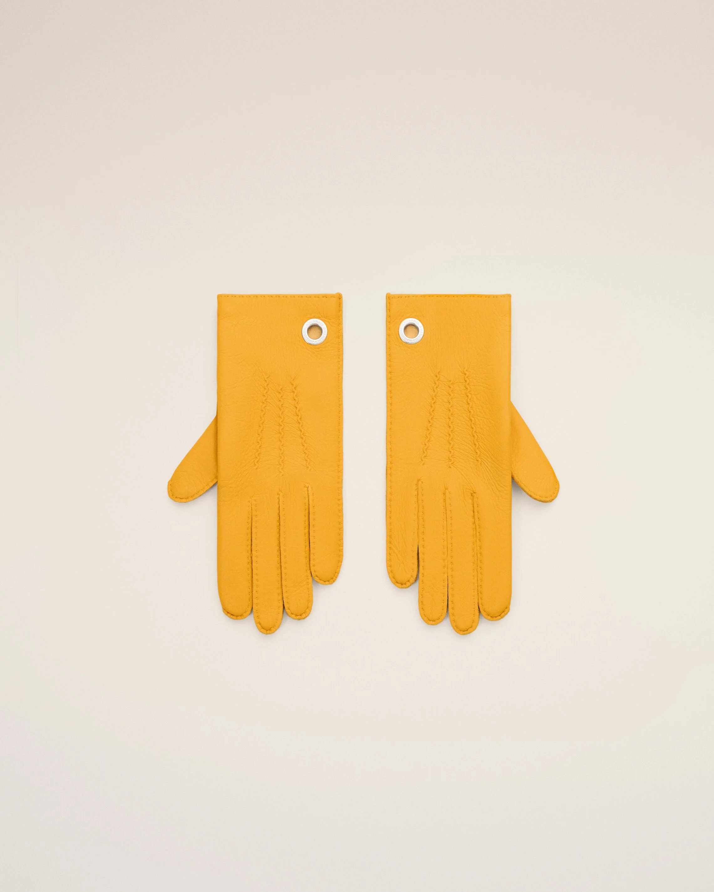 YELLOW GRAINED LEATHER GLOVES - 1