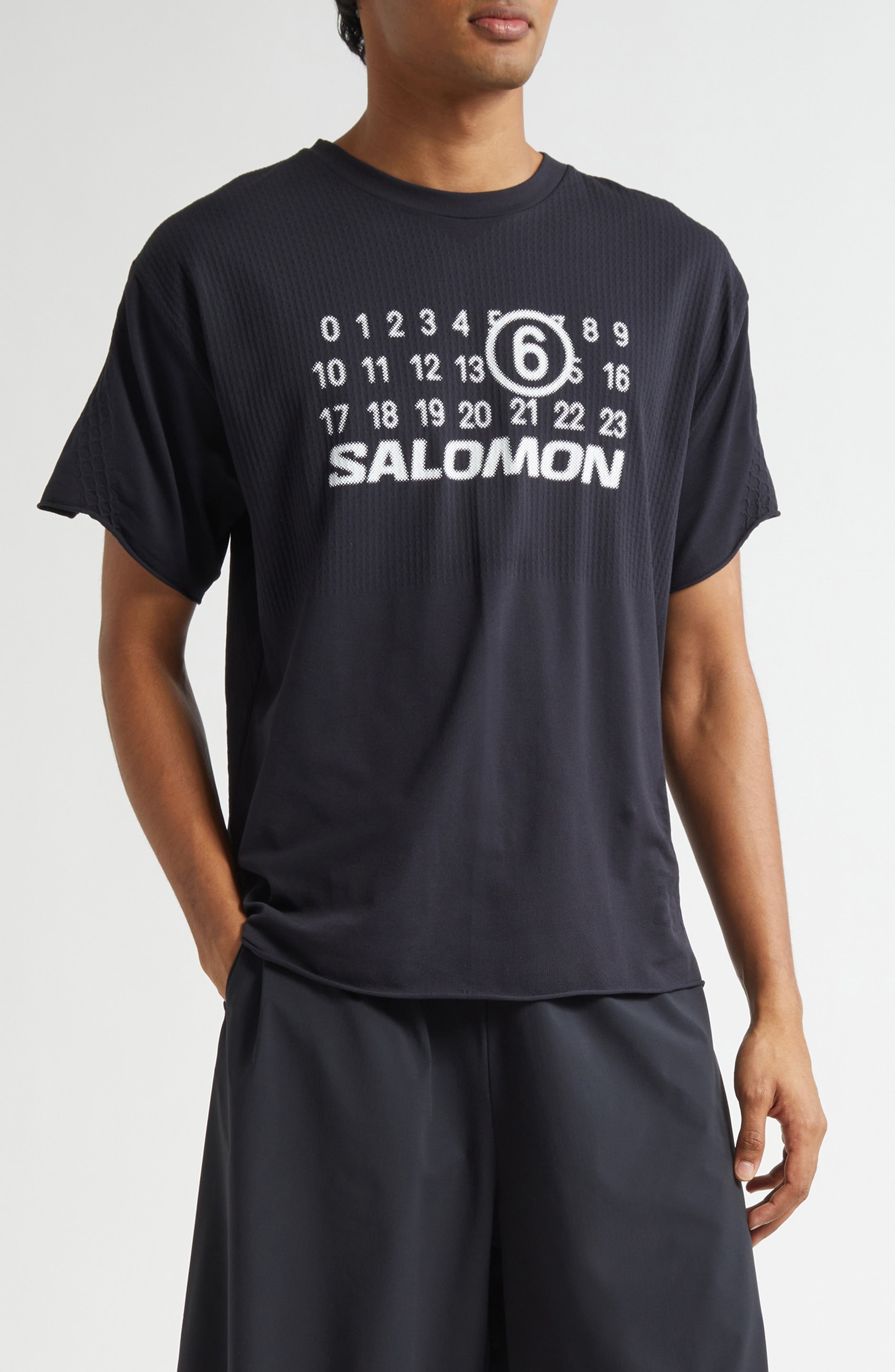 MM6 Maison Margiela x Salomon Numeric Logo Performance T-Shirt in Deep Black at Nordstrom - 1