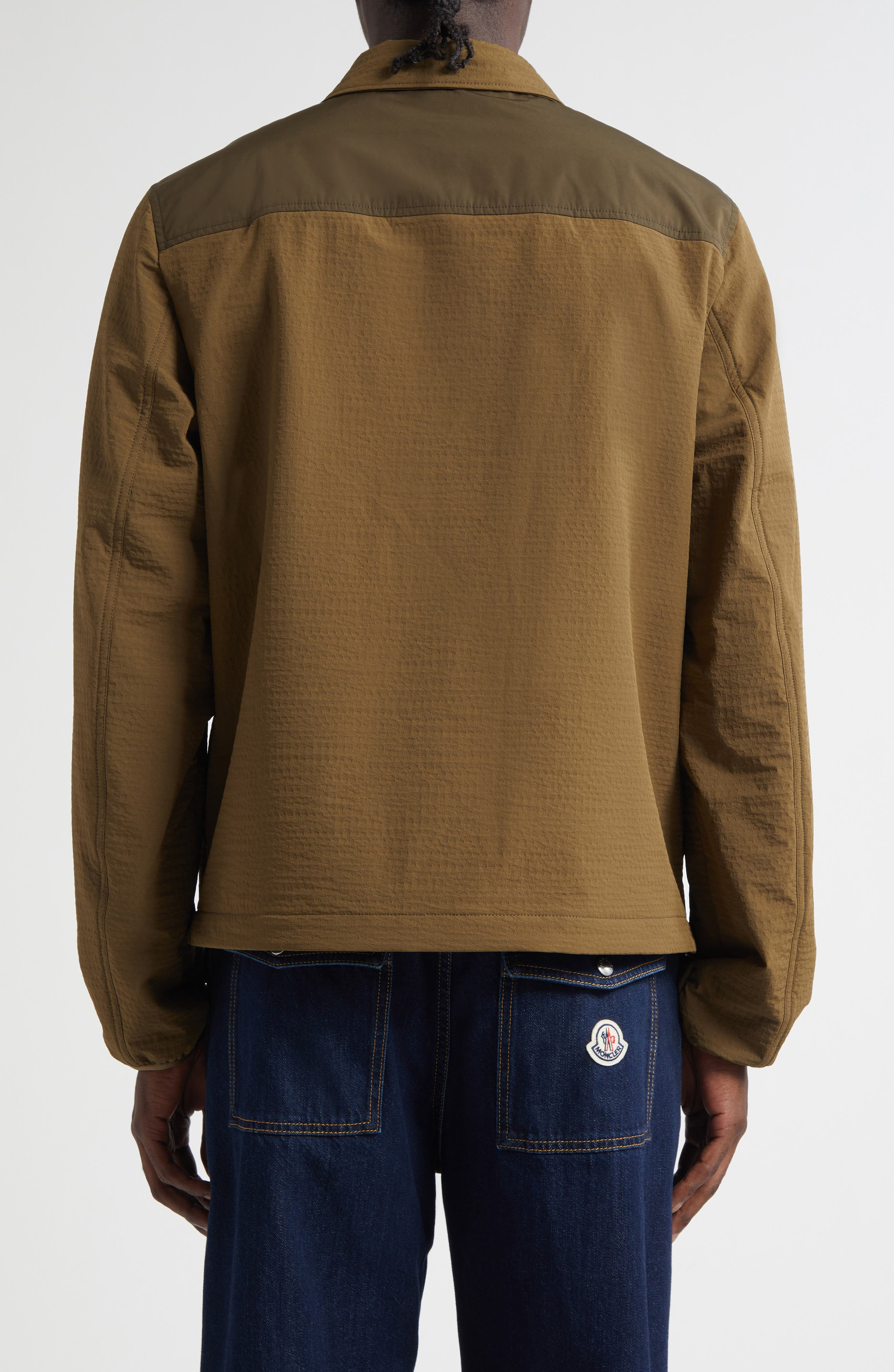 Moncler Padded Seersucker Zip Shirt Jacket in Beech at Nordstrom - 2