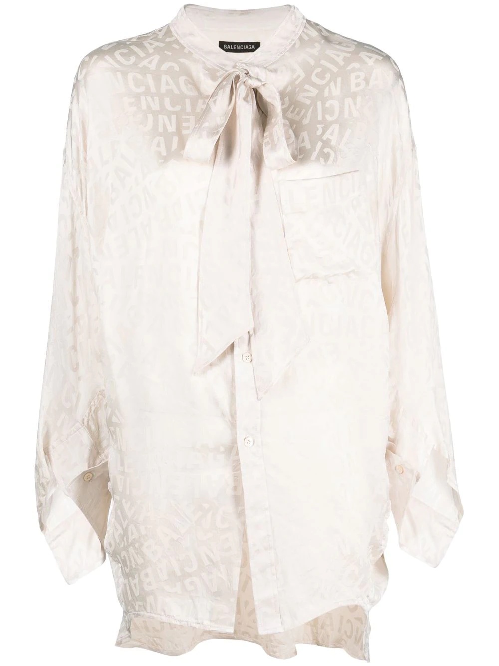 logo-jacquard twisted swing blouse - 1