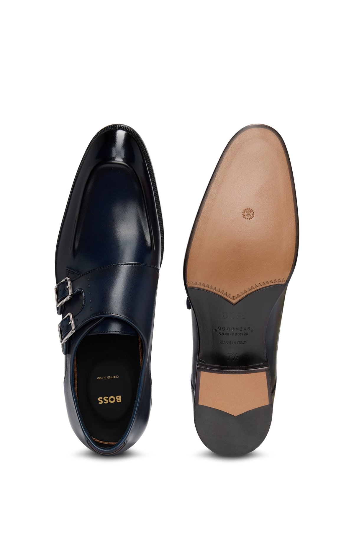 DOUBLE-STRAP MONK SHOES IN LEATHER WITH HEEL DETAIL - 4