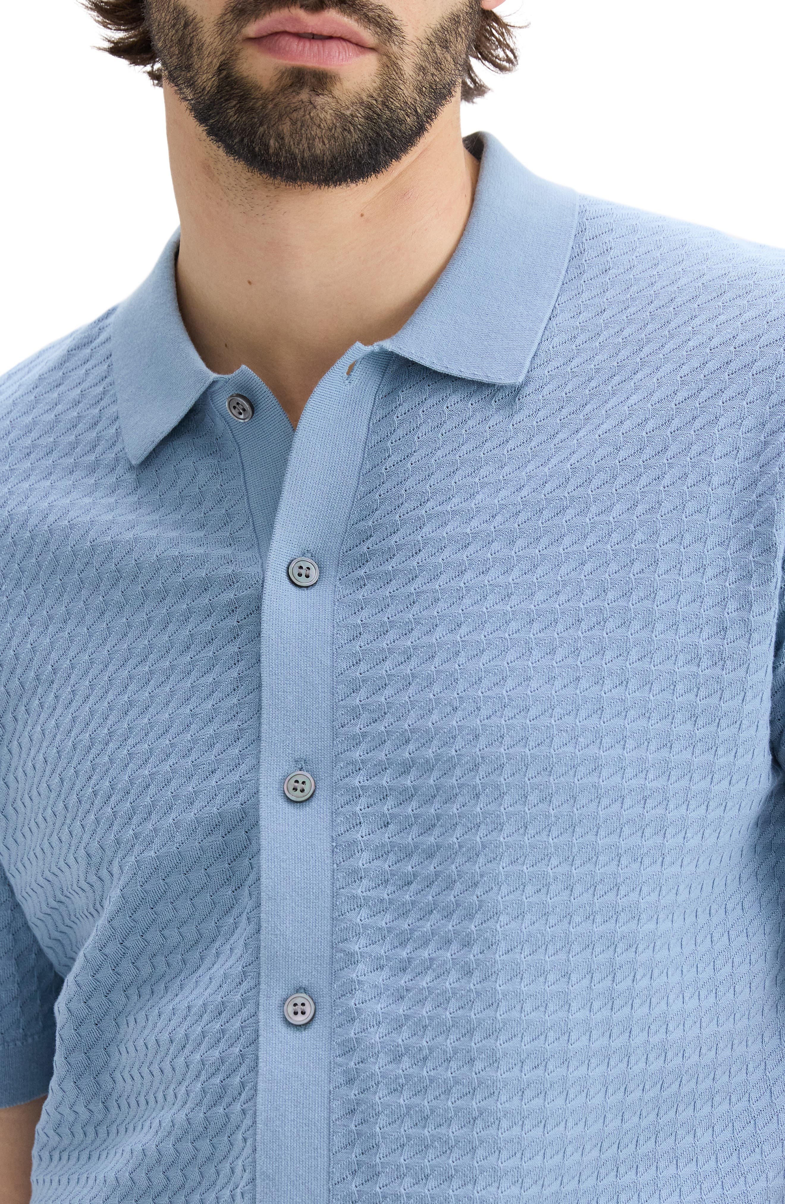 Theory Cairn Short Sleeve Organic Cotton Button-Up Shirt in Rainstorm at Nordstrom - 2