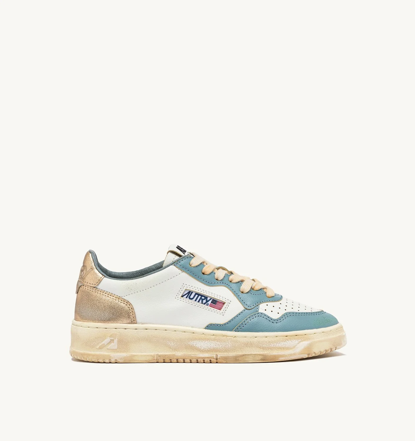 MEDALIST LOW SUPER VINTAGE SNEAKERS IN WHITE SILVER-BLUE AND PLATINUM - 1