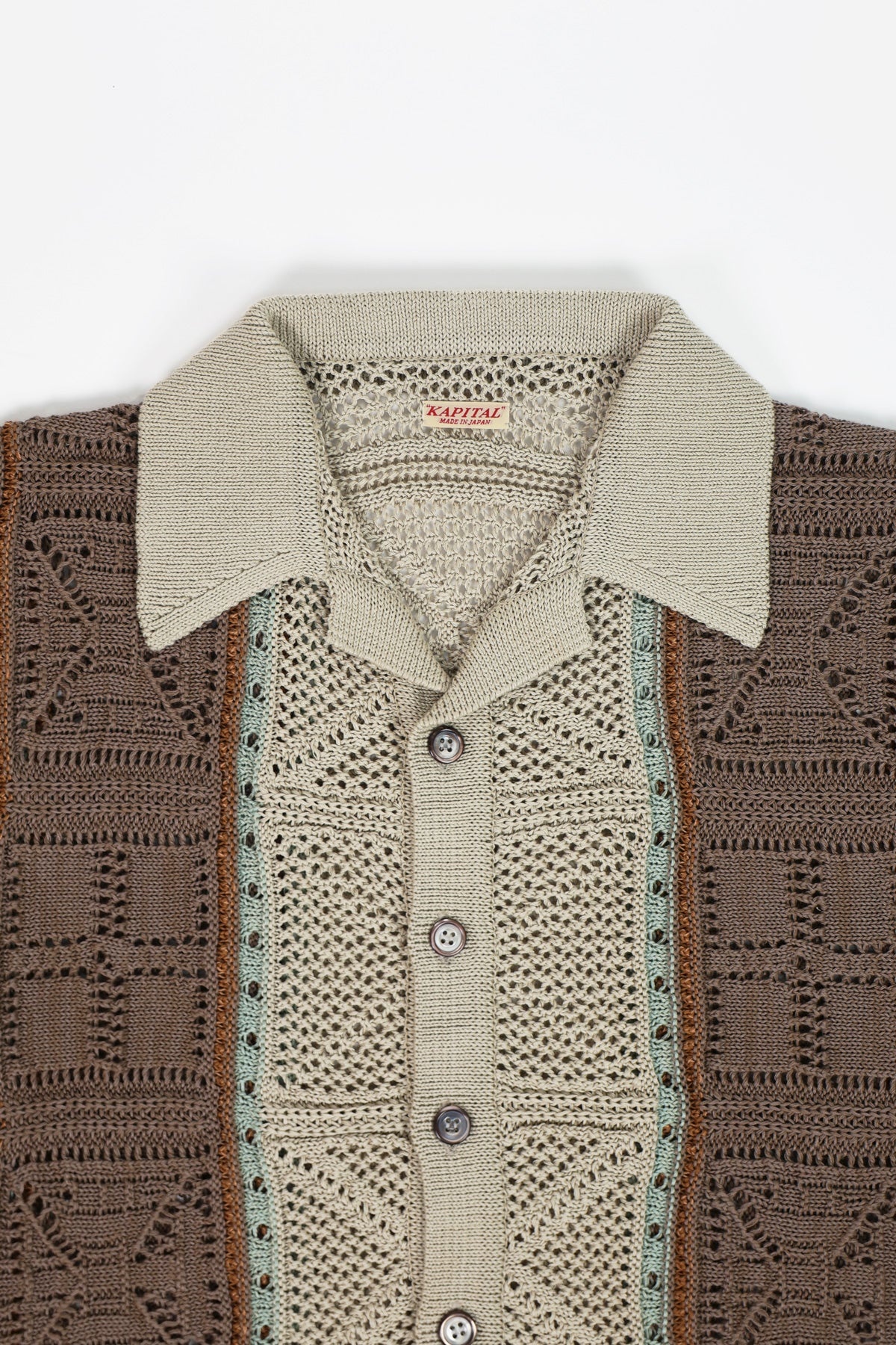 7G Crochet Knit TENNESSEE Aloha Polo - Beige - 2