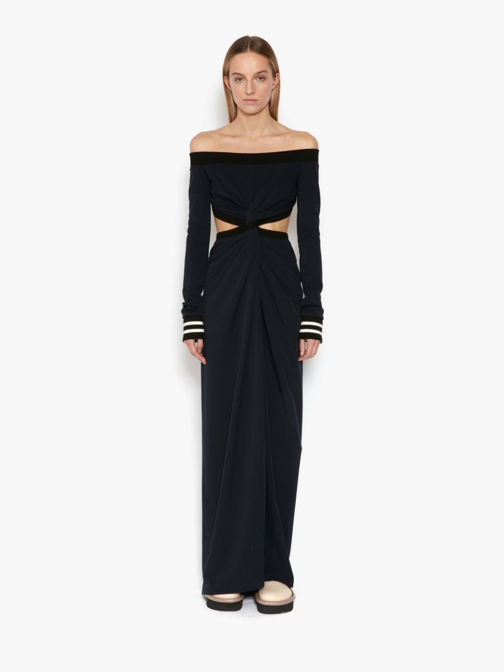 TWISTED CUT OUT OFF SHOULDER EVENING DRESS - 2