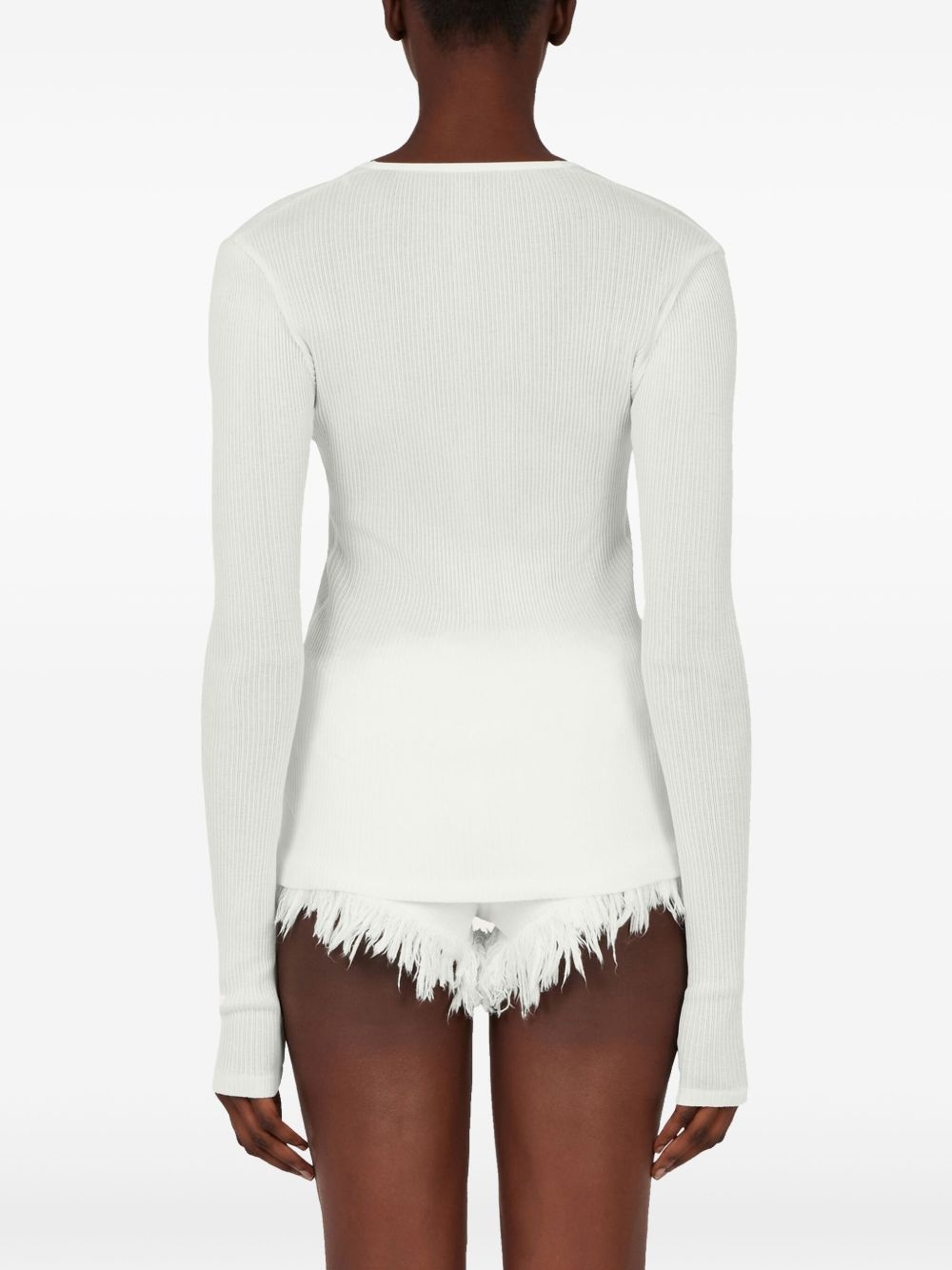 rippled-neckline sweater - 4