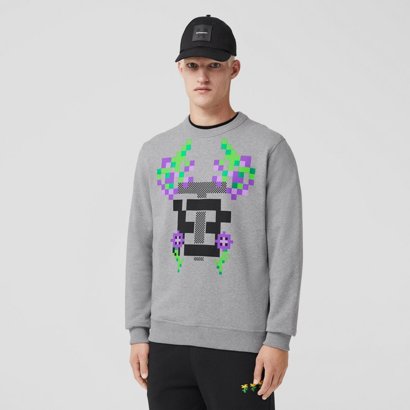 Monogram Motif Print Cotton Sweatshirt 5