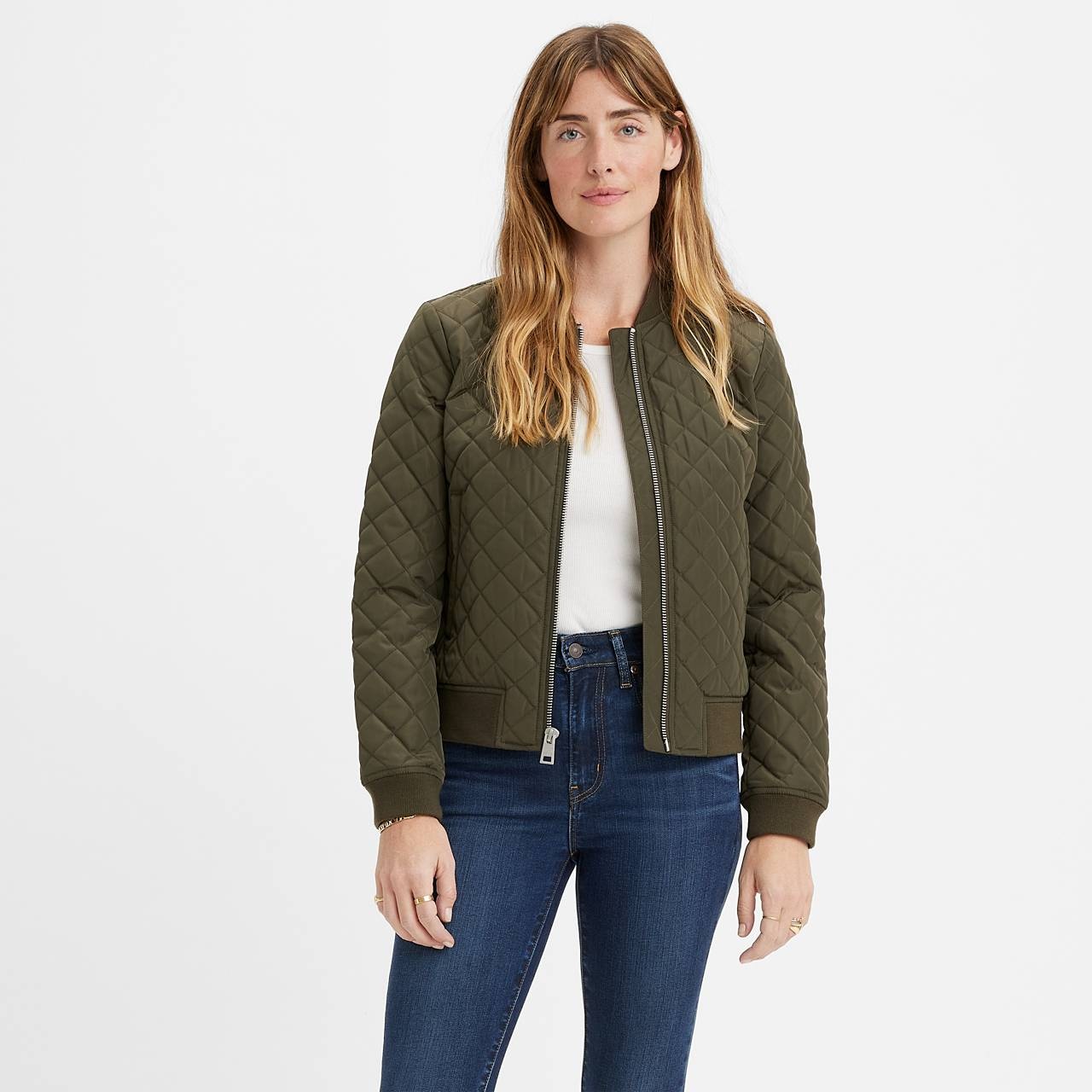 DIAMOND QUILTED BOMBER JACKET - 1