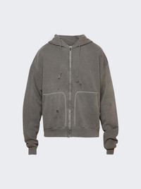 SAINT M×××××× Zip Parka Damage Sweatshirt Black | thewebster