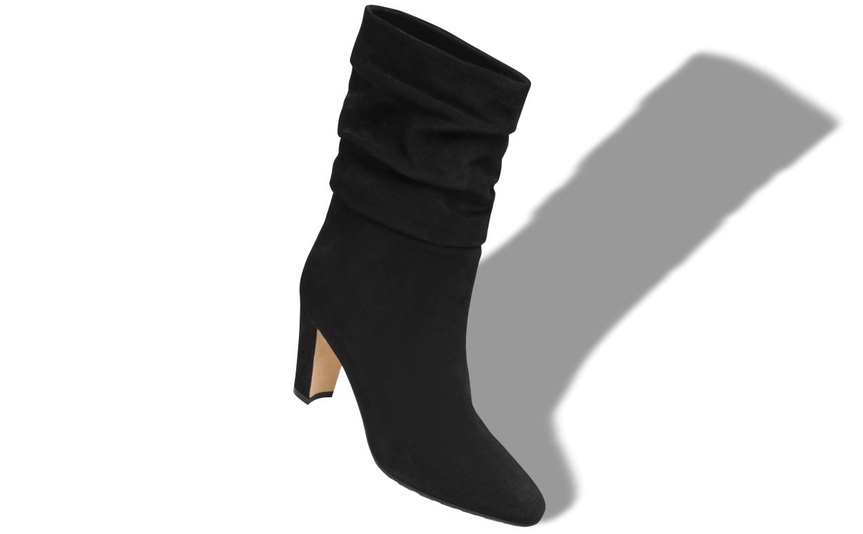 Black Suede Knee High Boots - 2