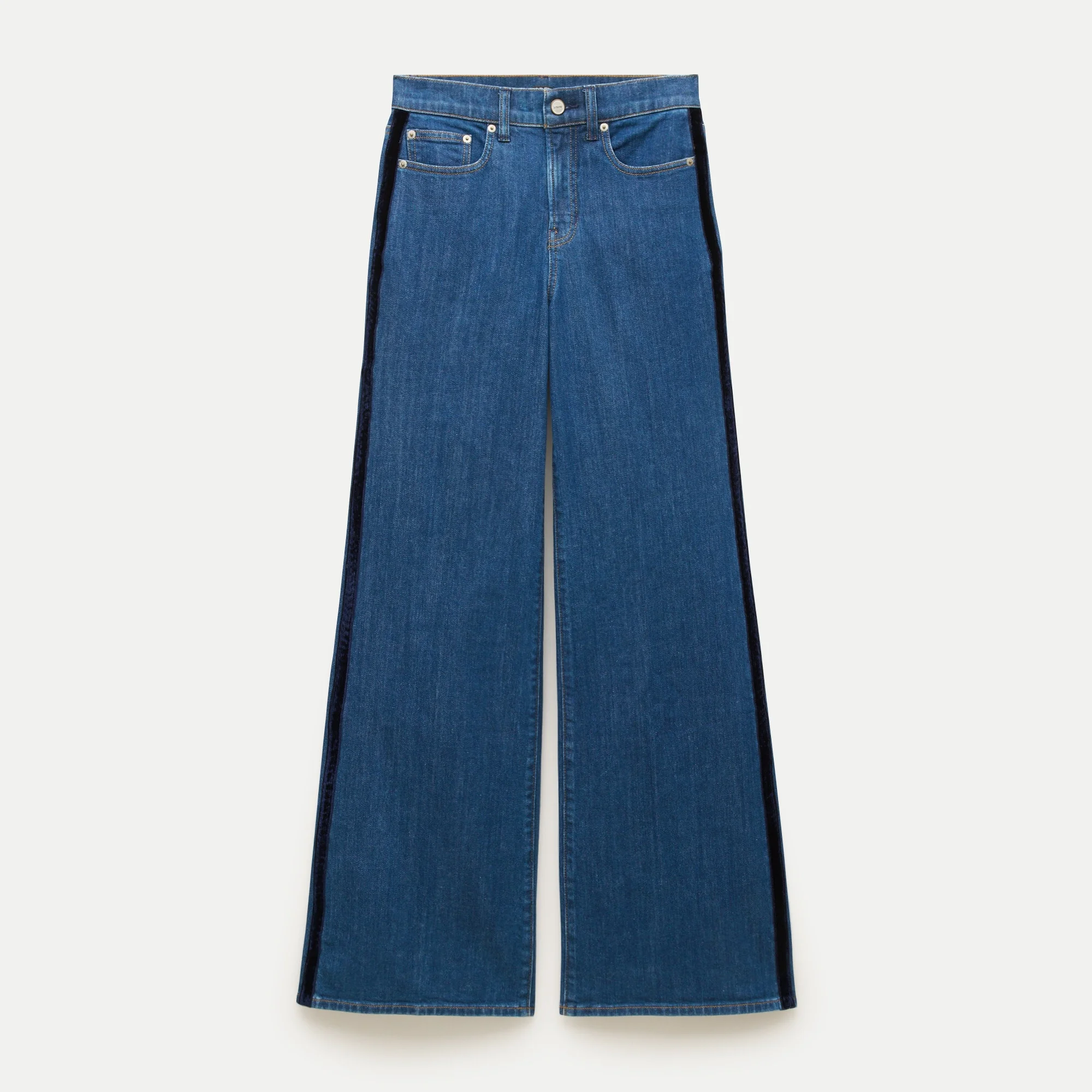 Denim trouser jean with corduroy stripe - 1