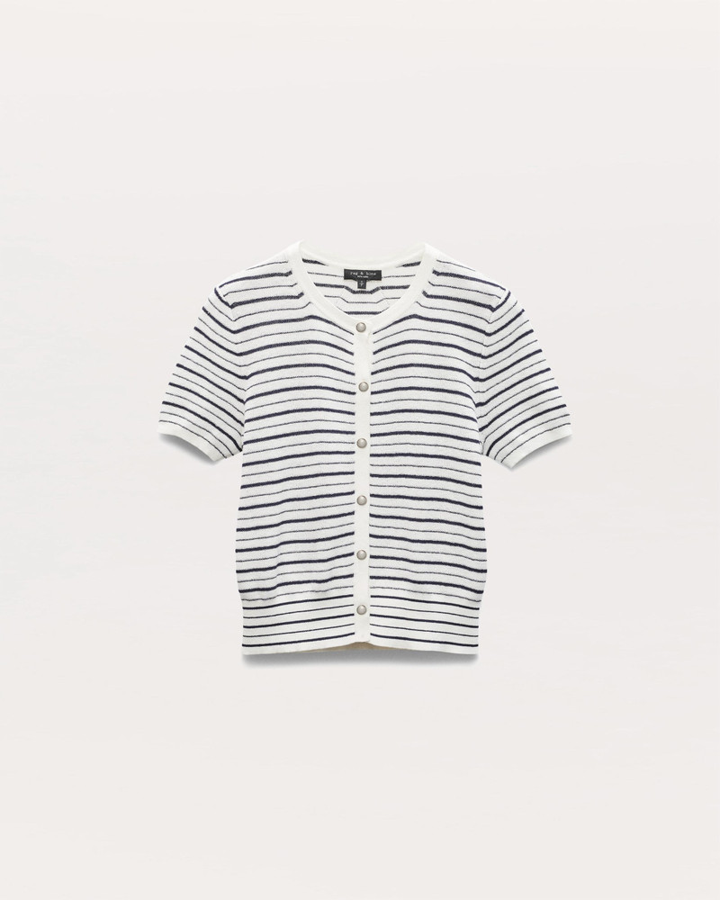 Dina Striped Cotton-Blend Cardigan 1