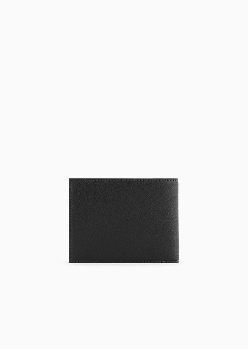 EMPORIO ARMANI Tumbled-leather bi-fold wallet with outer pocket outlook