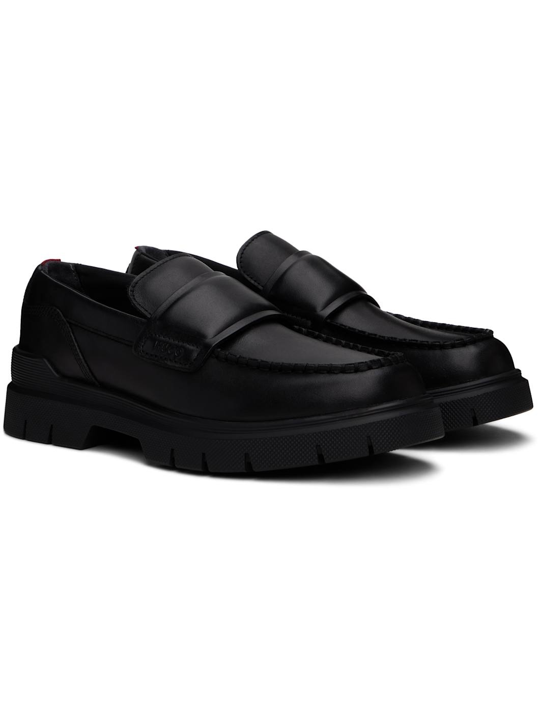 Black Double Stitching Loafers - 4