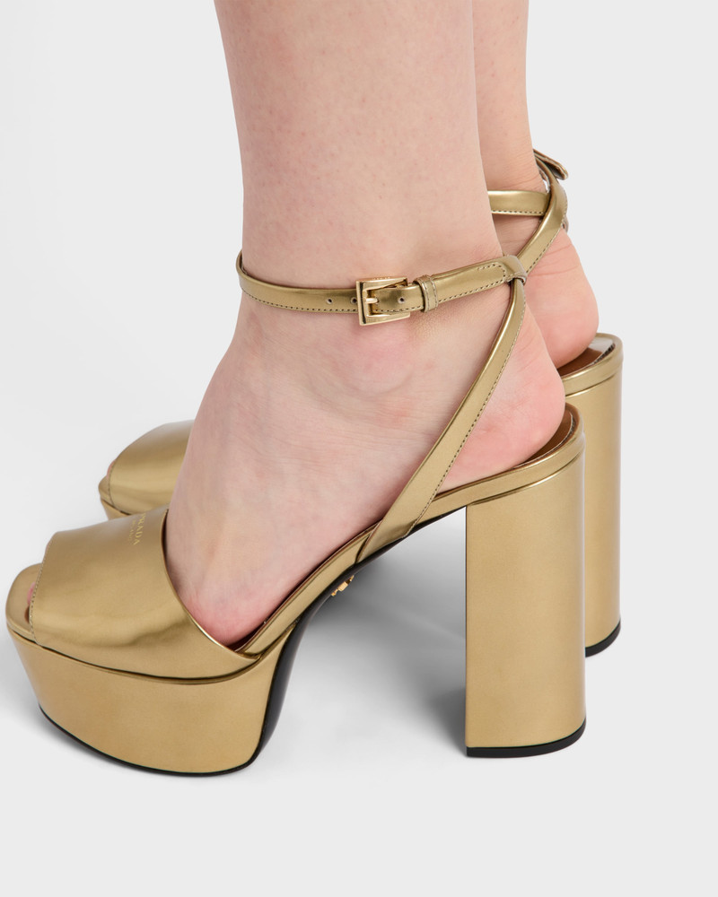 Prada Metallic leather platform sandals outlook
