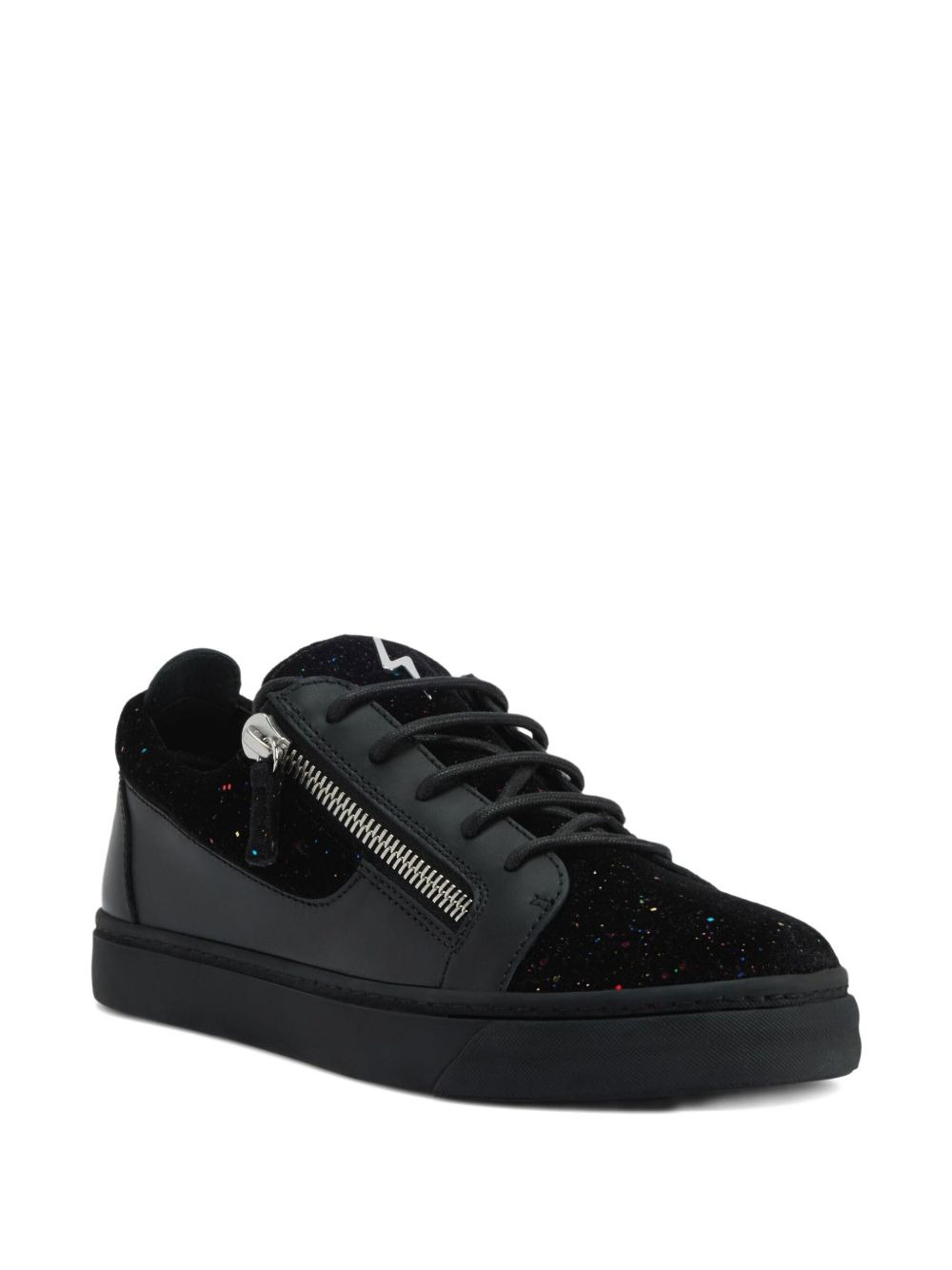 zip-detail glitter low-top sneakers - 2