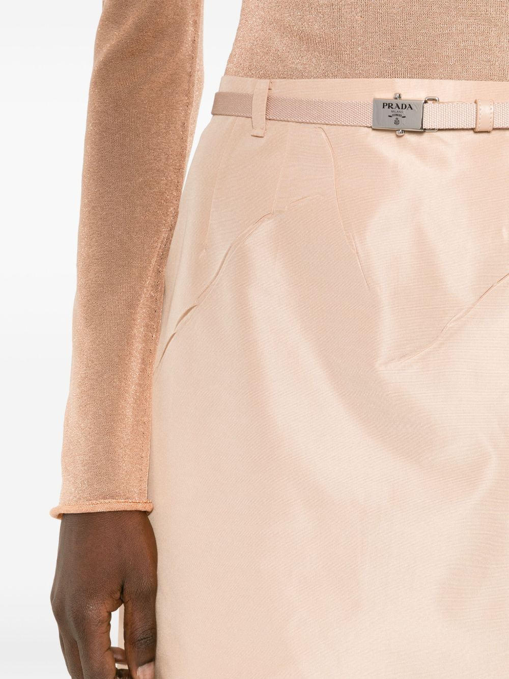 logo-buckle straight faille skirt - 5