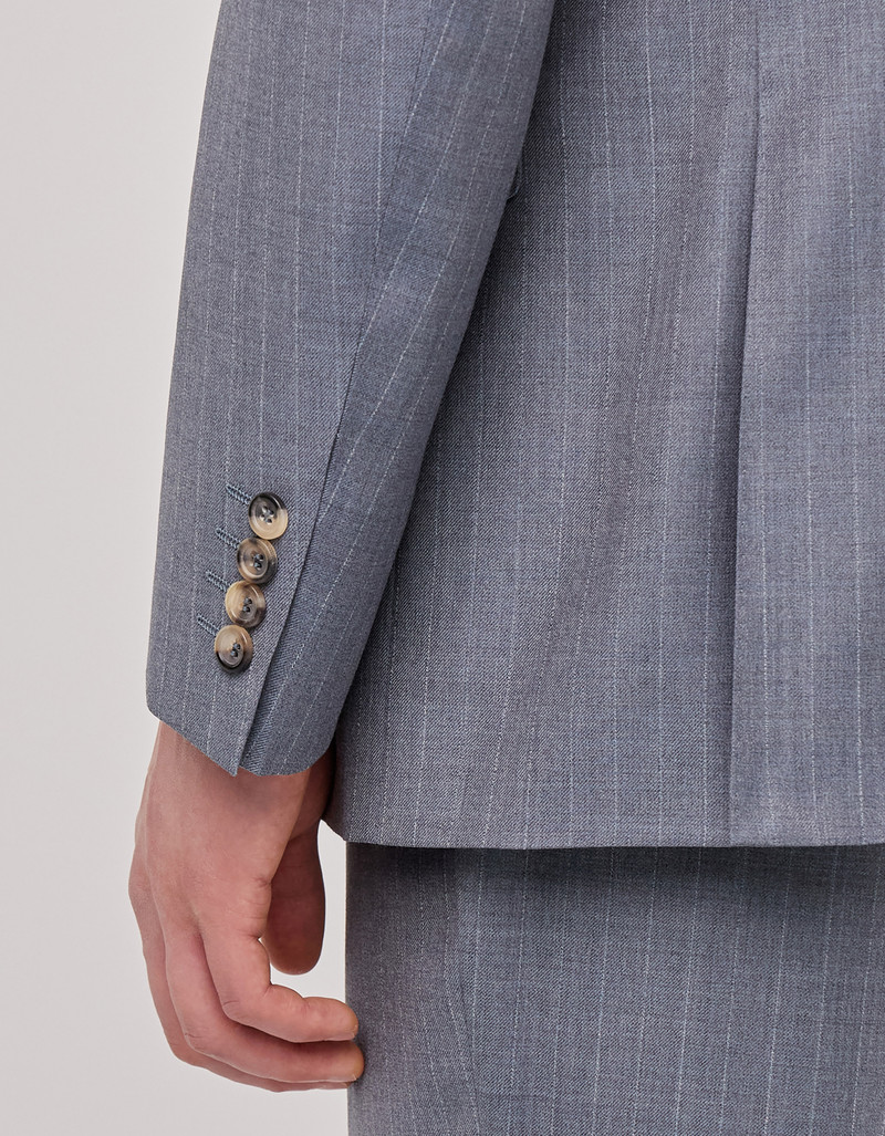 BRIANZA GREEN PINSTRIPE WOOL REGULAR-FIT SUIT 5