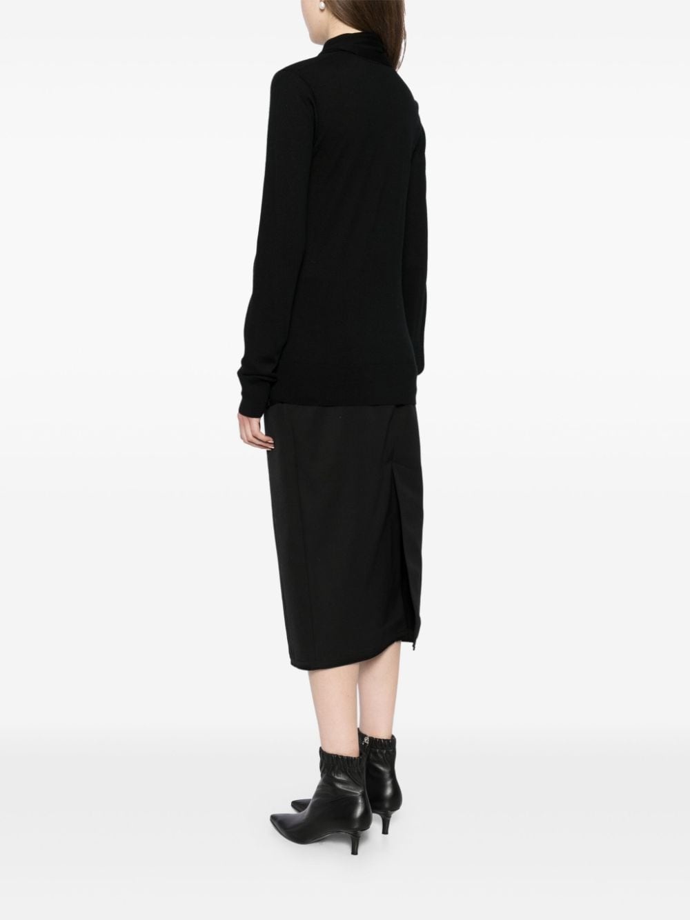 draped-scarf fine knit top - 4