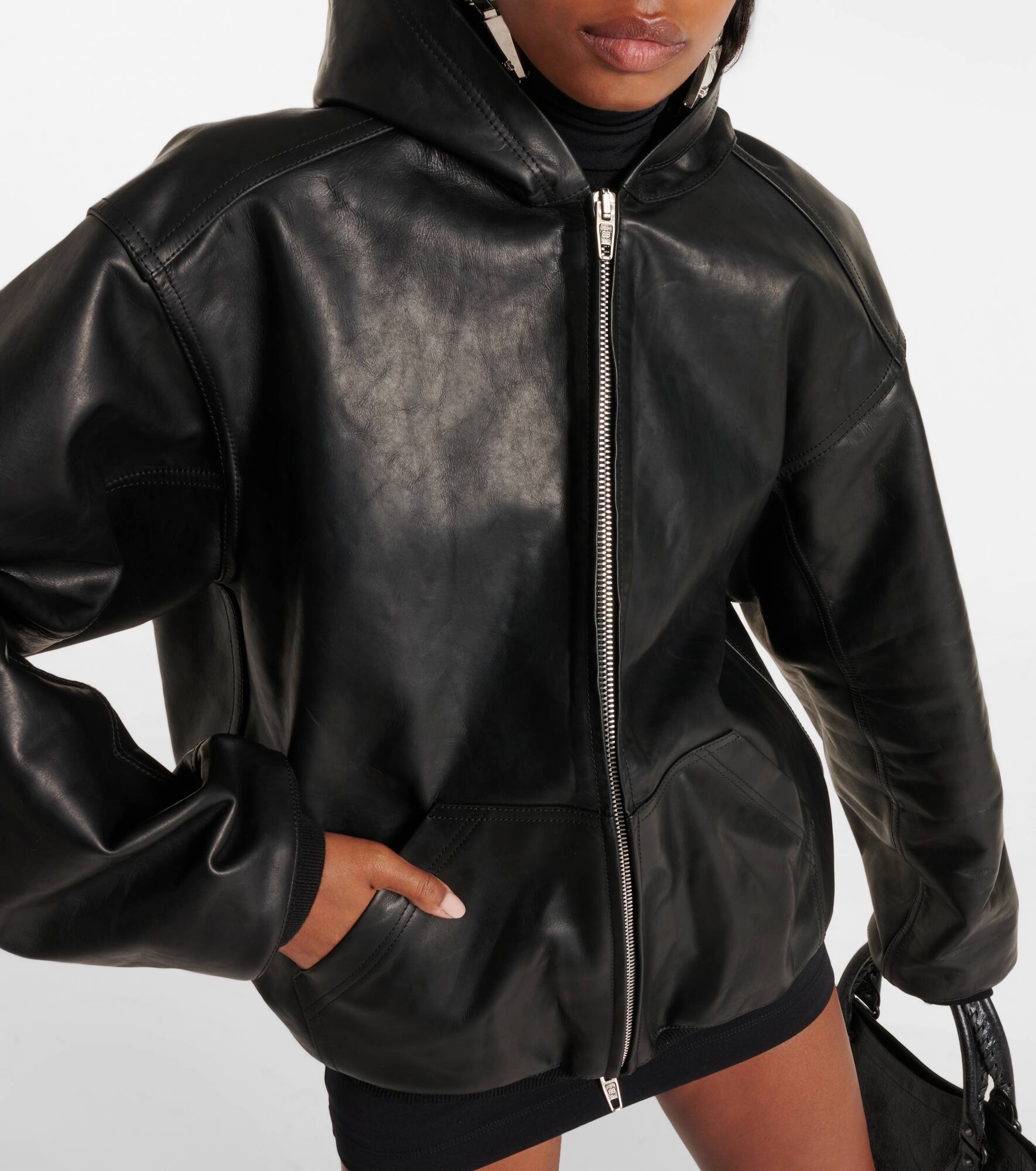 Hooded leather jacket - 4