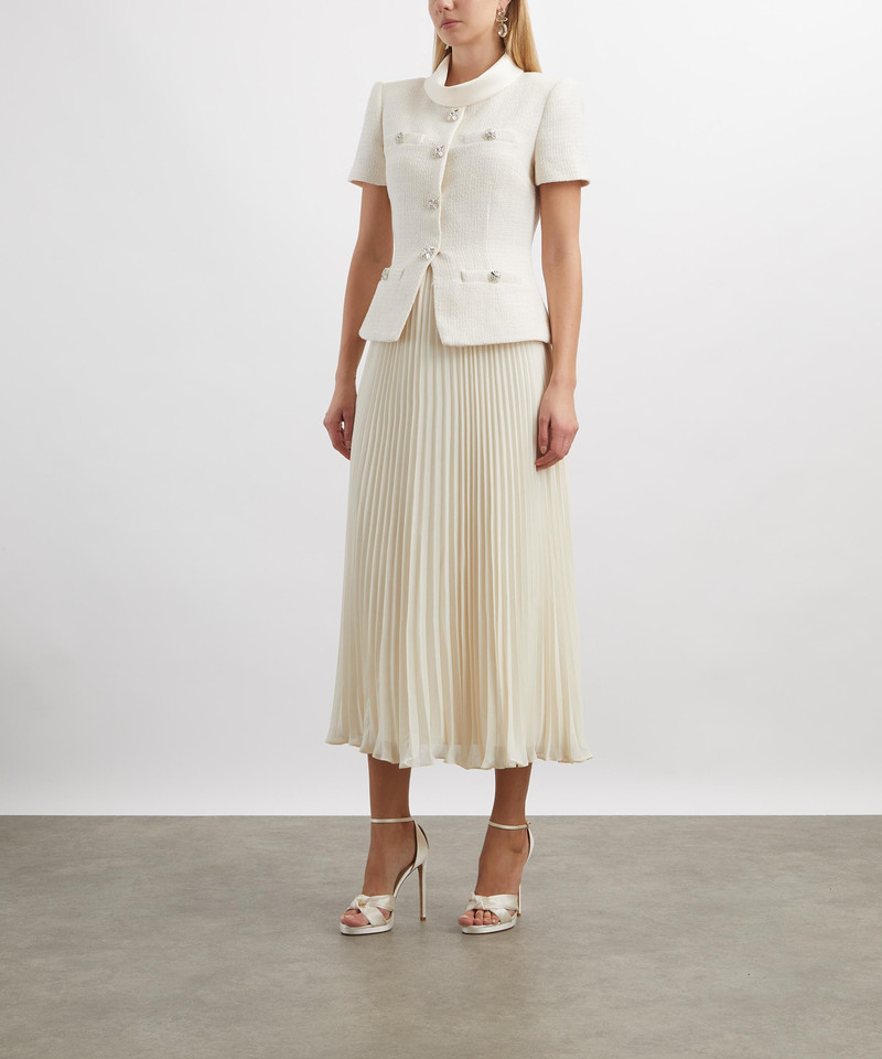 self-portrait Boucle Collared Midi Dress outlook