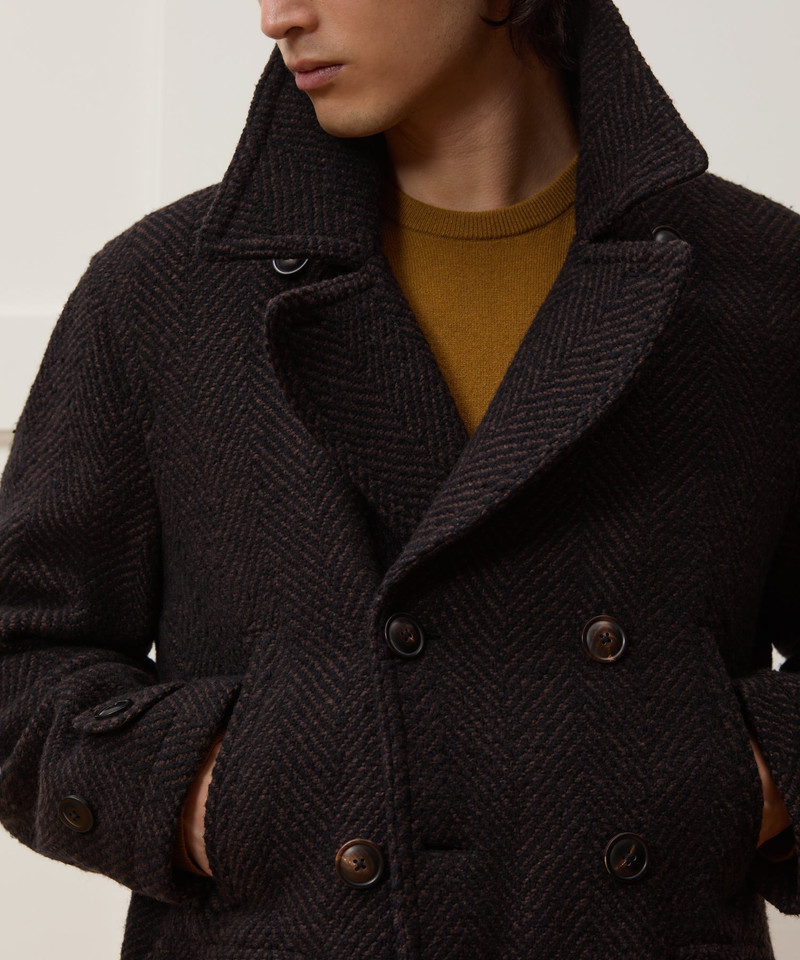 Italian Wool Herringbone Peacoat 3
