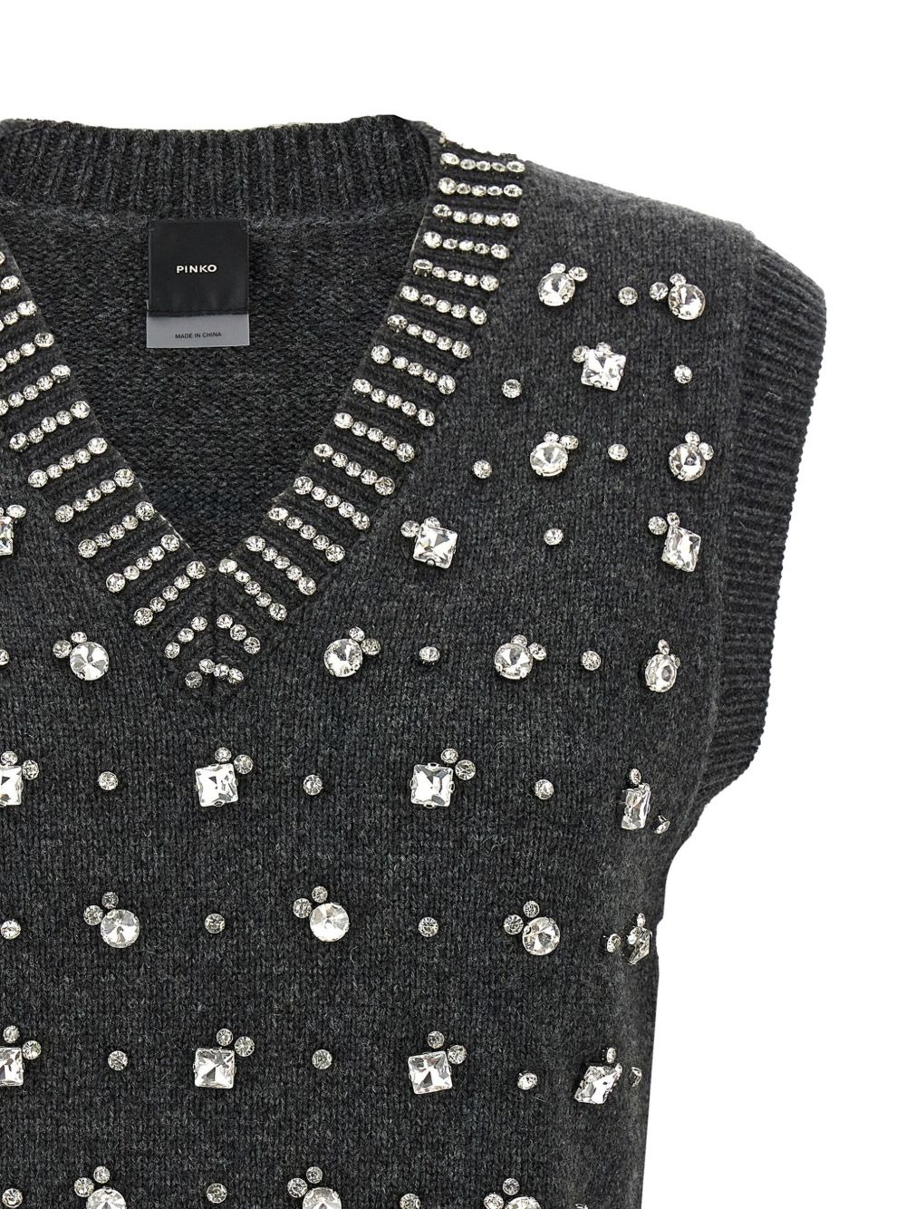 Ponziane crystal-embellished V-neck vest - 3