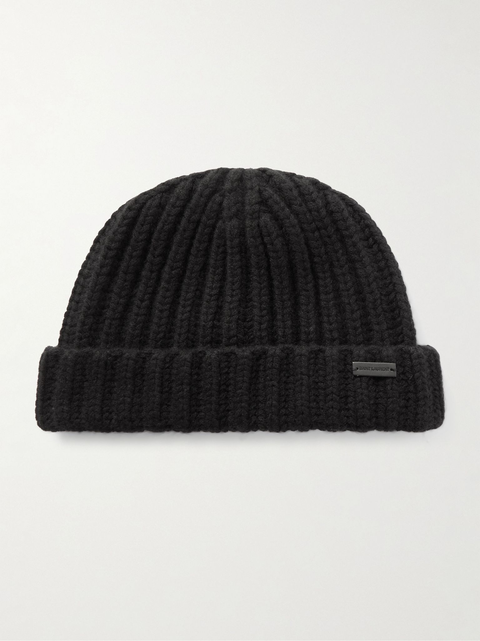 Logo-Appliquéd Ribbed Cashmere Beanie Black - 1