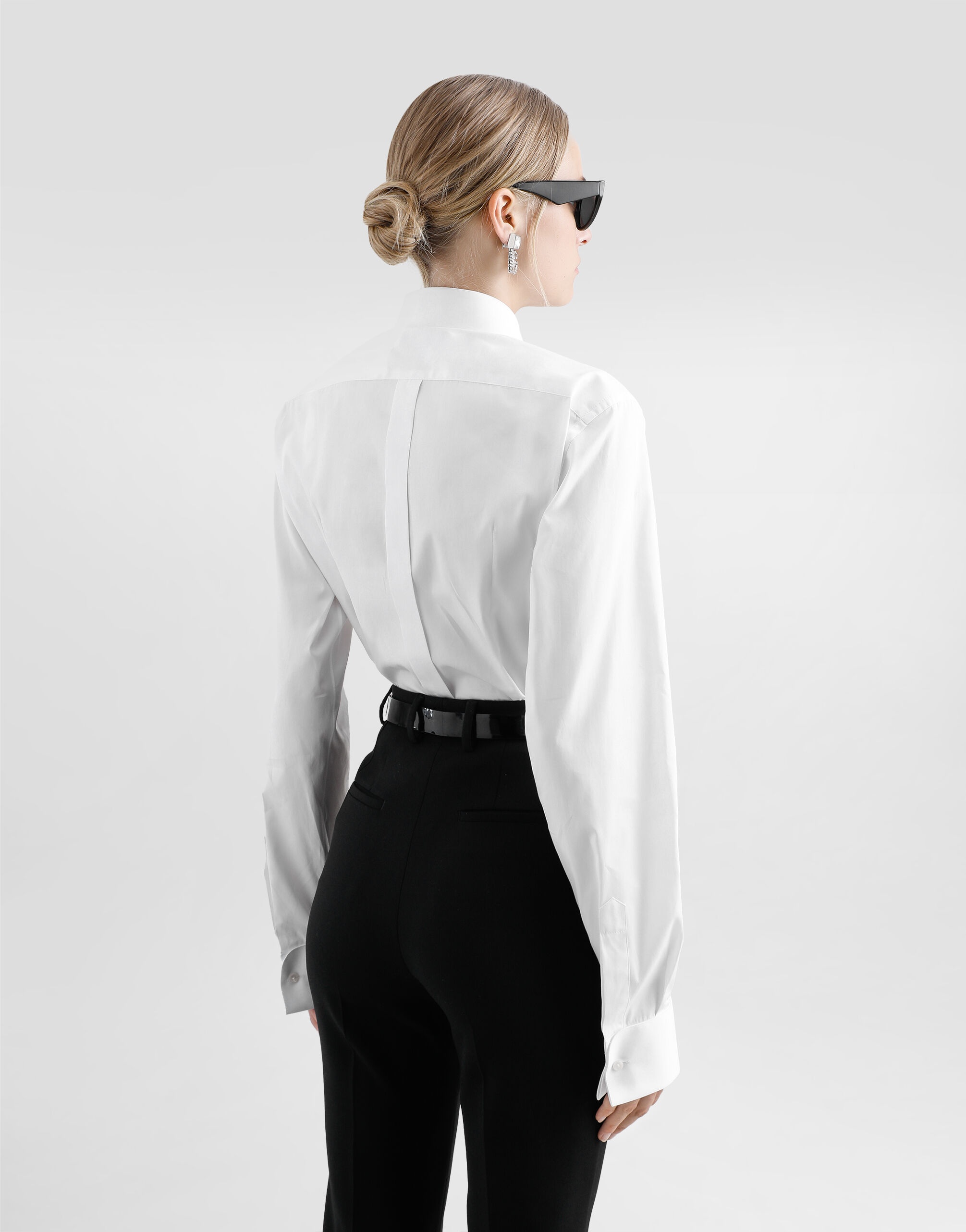 Cotton tuxedo shirt with rhinestone-embroidered shirt front - 6
