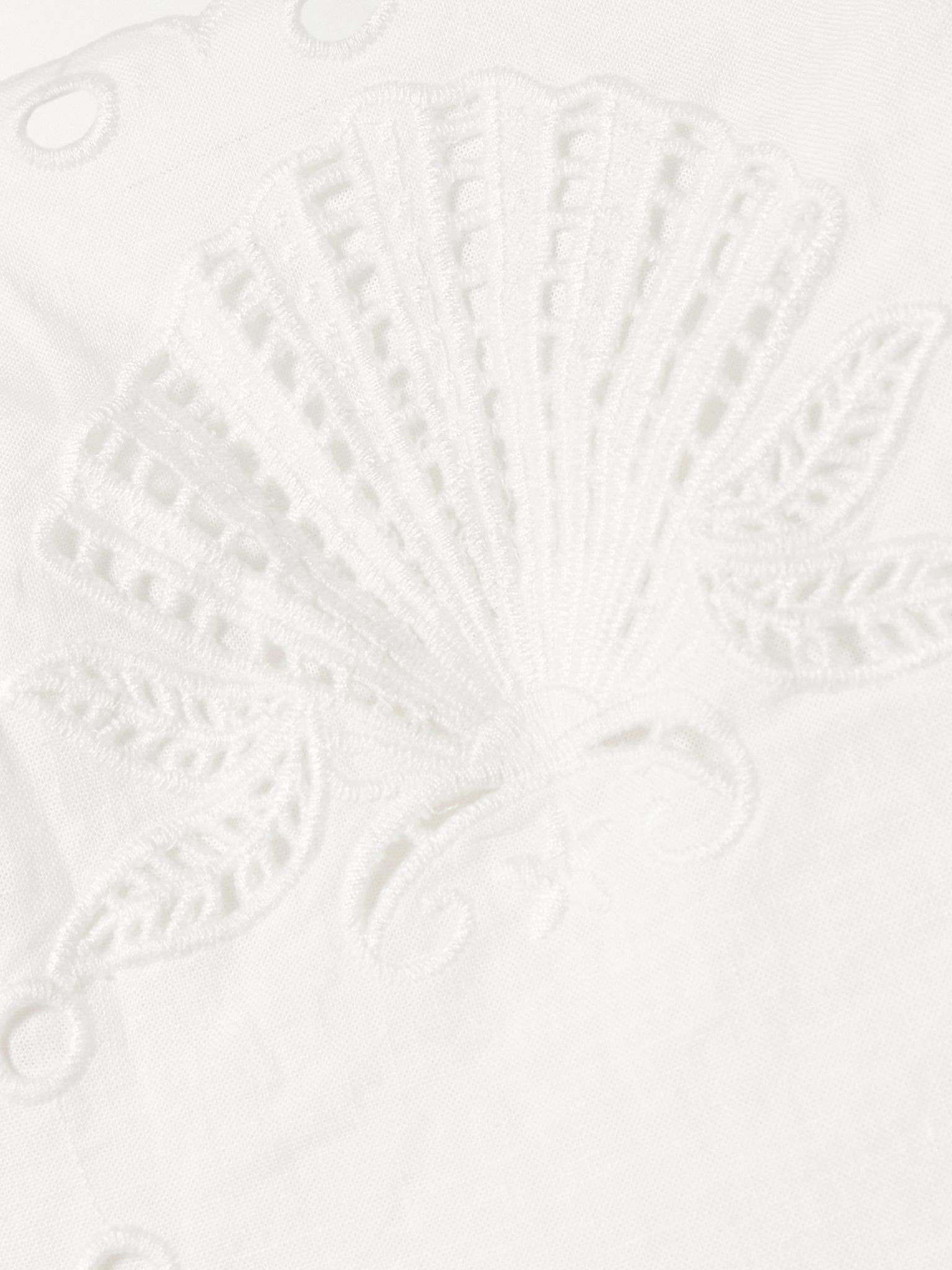 Richelieu scalloped gathered broderie anglaise linen-blend midi dress Off-white - 4