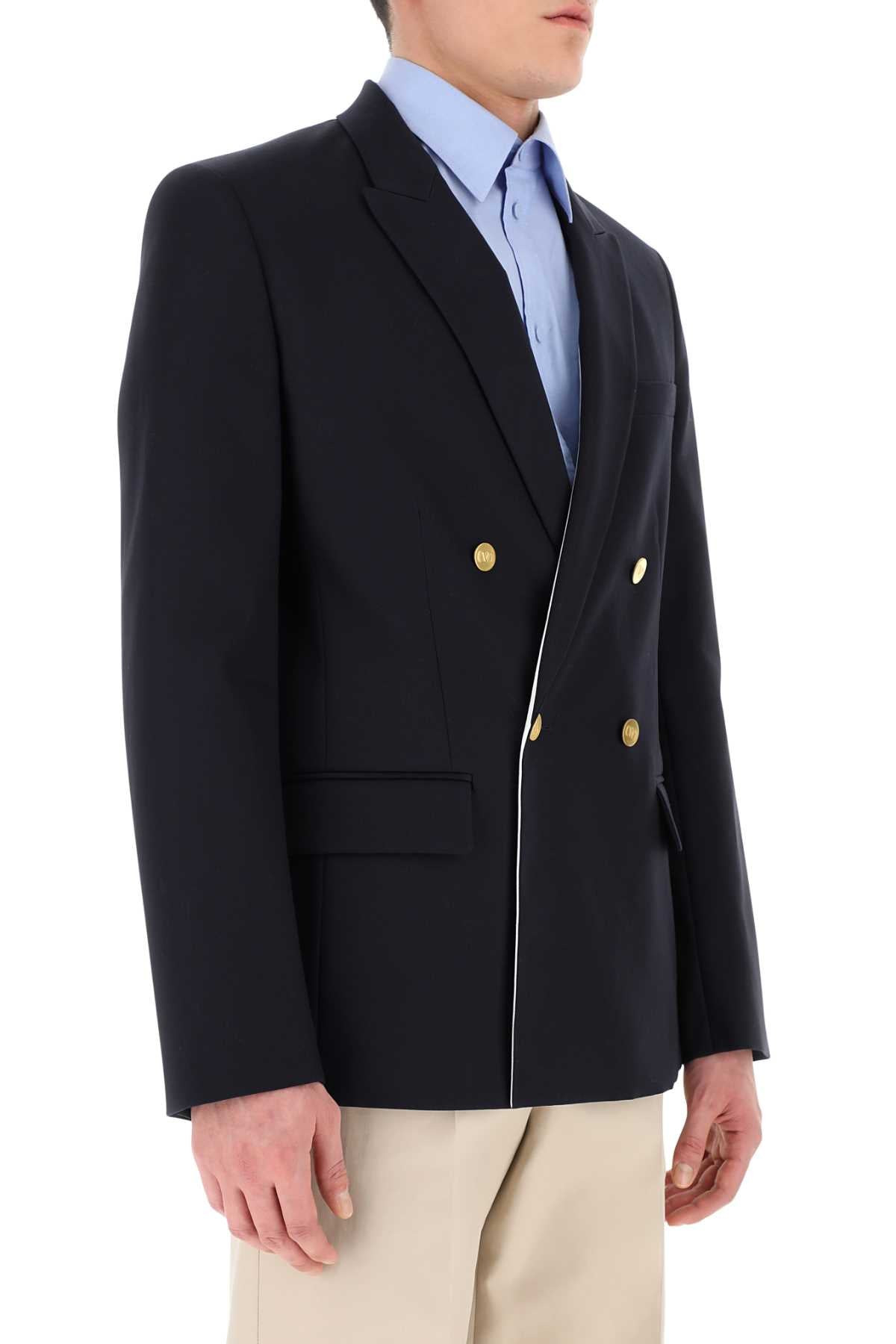 Valentino Garavani Men Navy Blue Cotton Blazer - 3