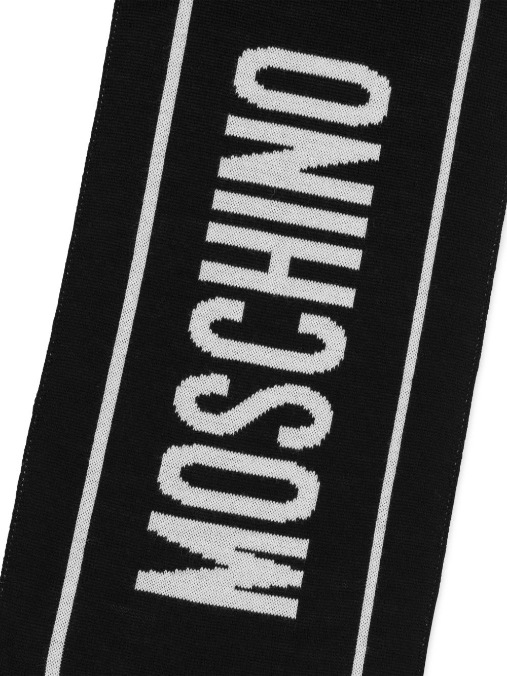 logo-detail wool scarf - 2