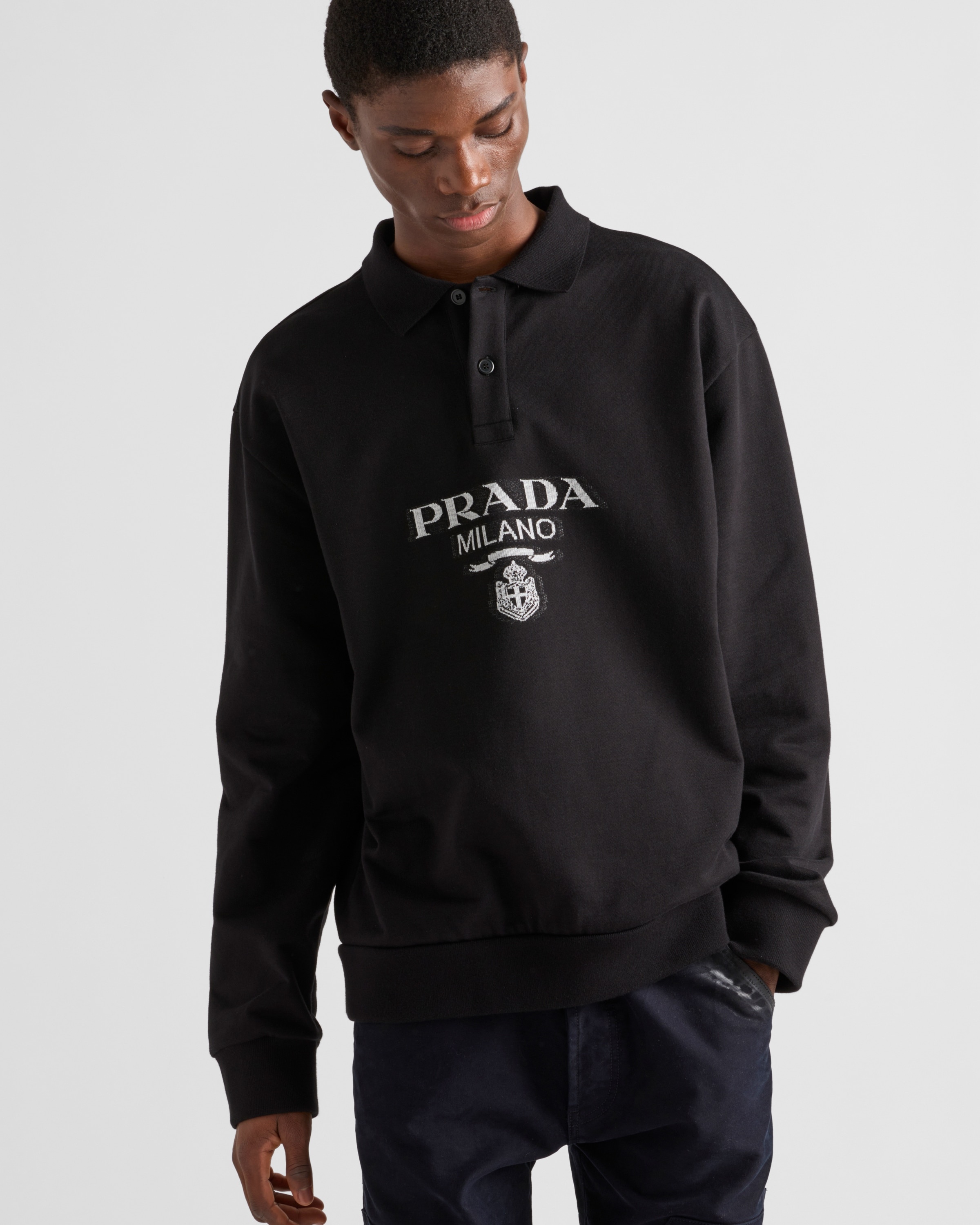 Long-sleeved cotton polo shirt - 3