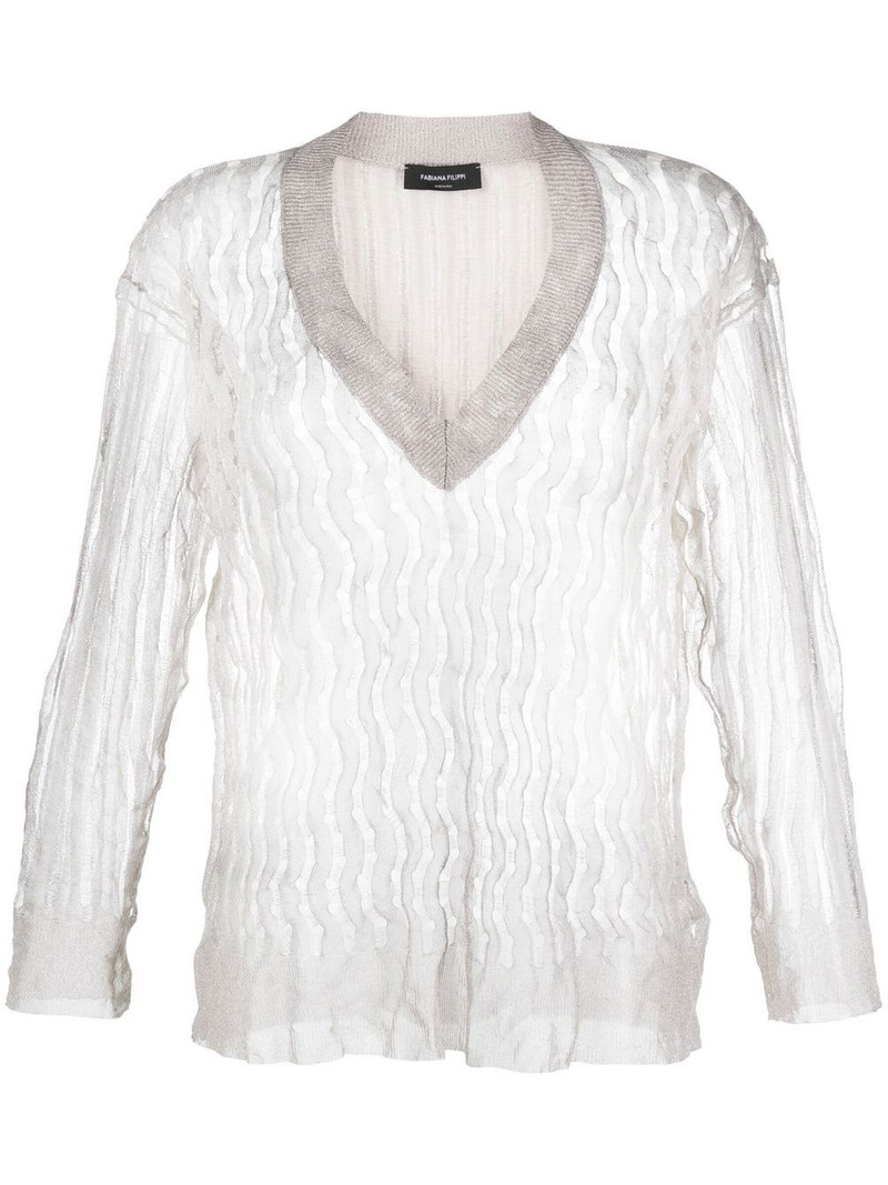 open-knit V-neck jumper 1