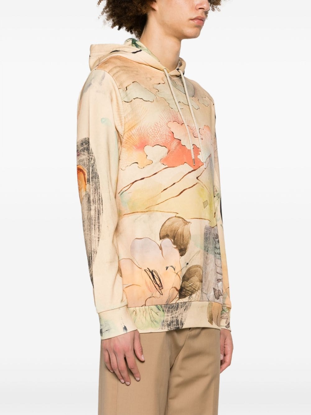 Narcissus-print cotton hoodie - 3