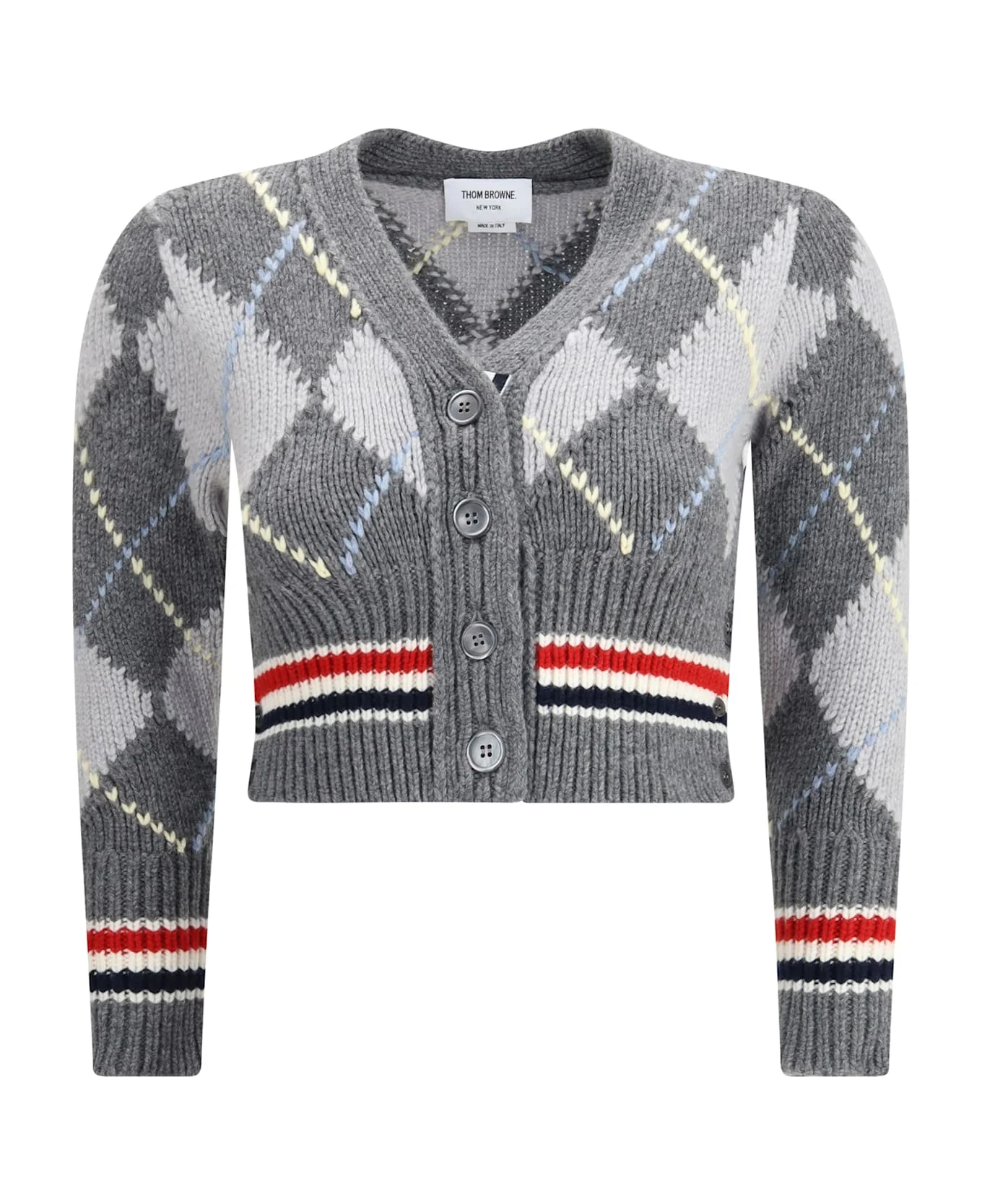 Argyle V-neck Cardigan - 1