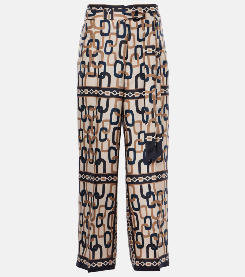 Brina printed silk twill wide-leg pants - 1