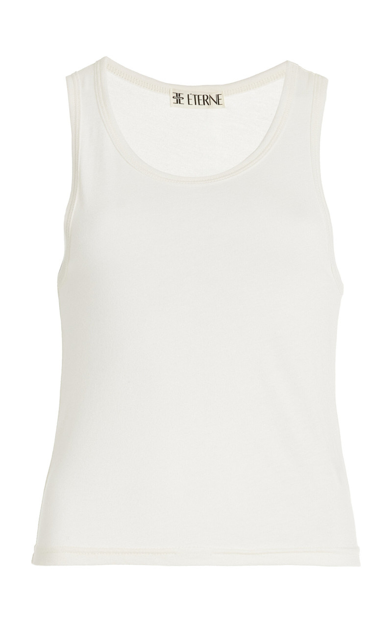 Fitted Cotton-Modal Jersey Tank Top ivory - 1