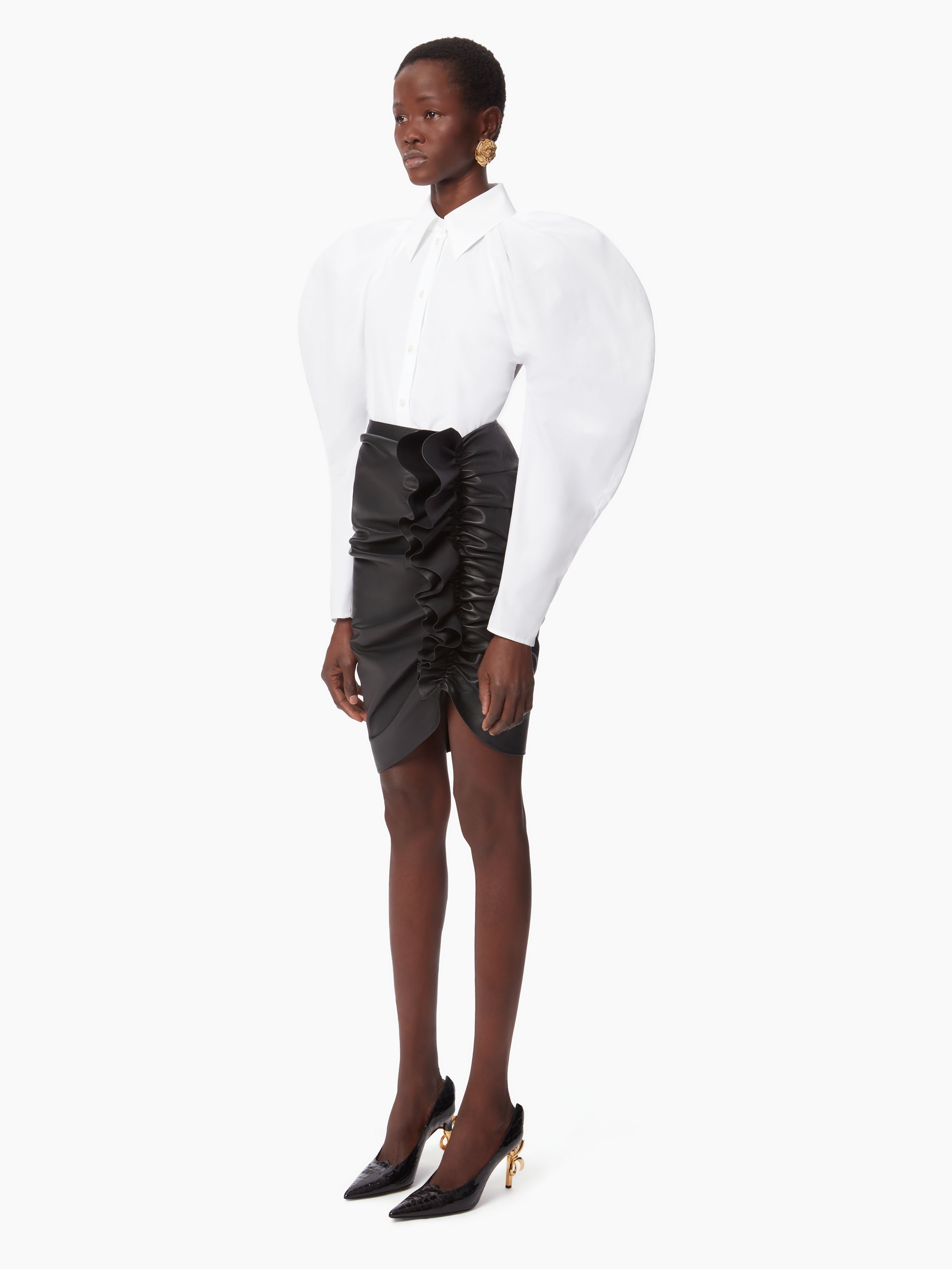 DRAPED SKIRT IN NAPPA LEATHER - 2