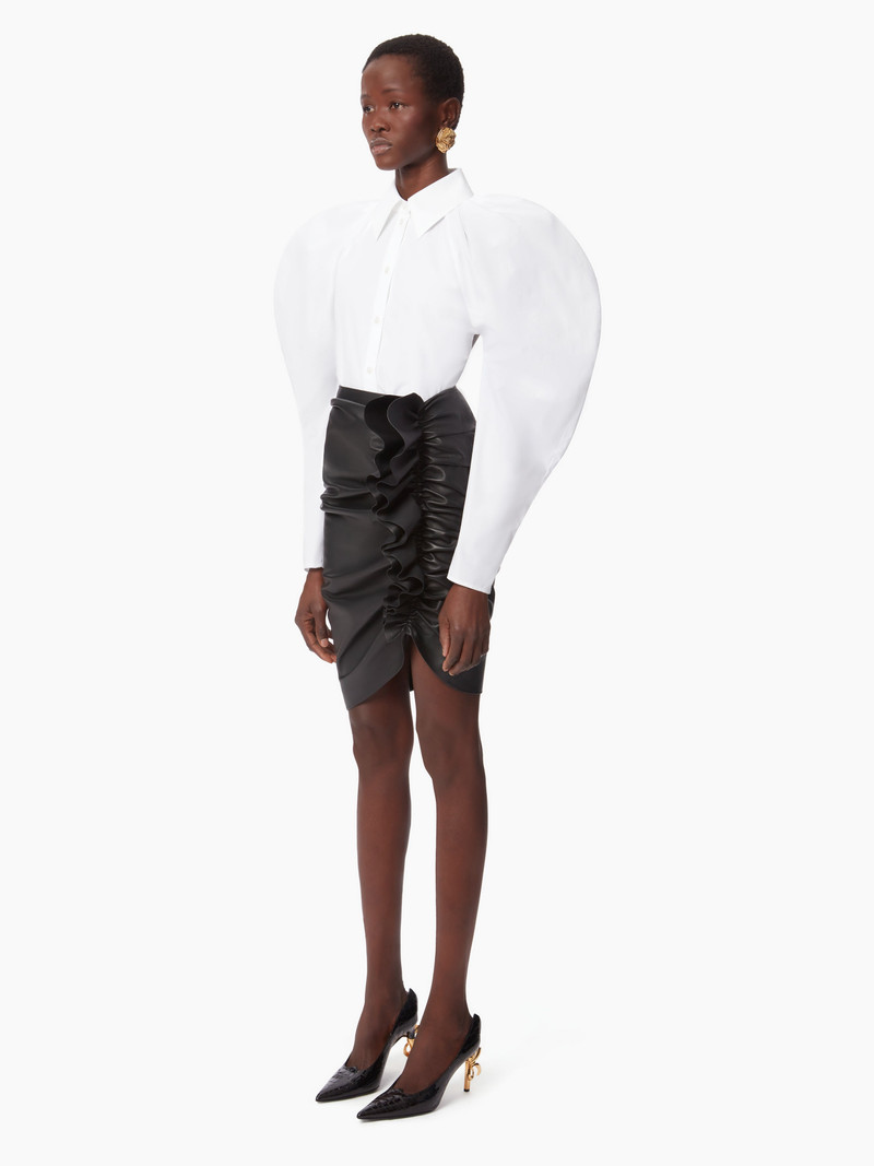 NINA RICCI DRAPED SKIRT IN NAPPA LEATHER outlook