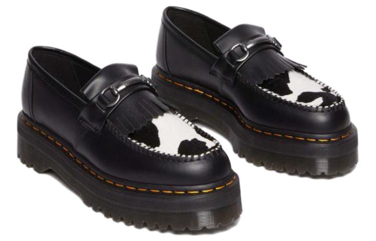 Dr.Martens Adrian Snaffle Hair On & Leather Cow Print Kiltie Loafers 'Black' 31097937 - 3