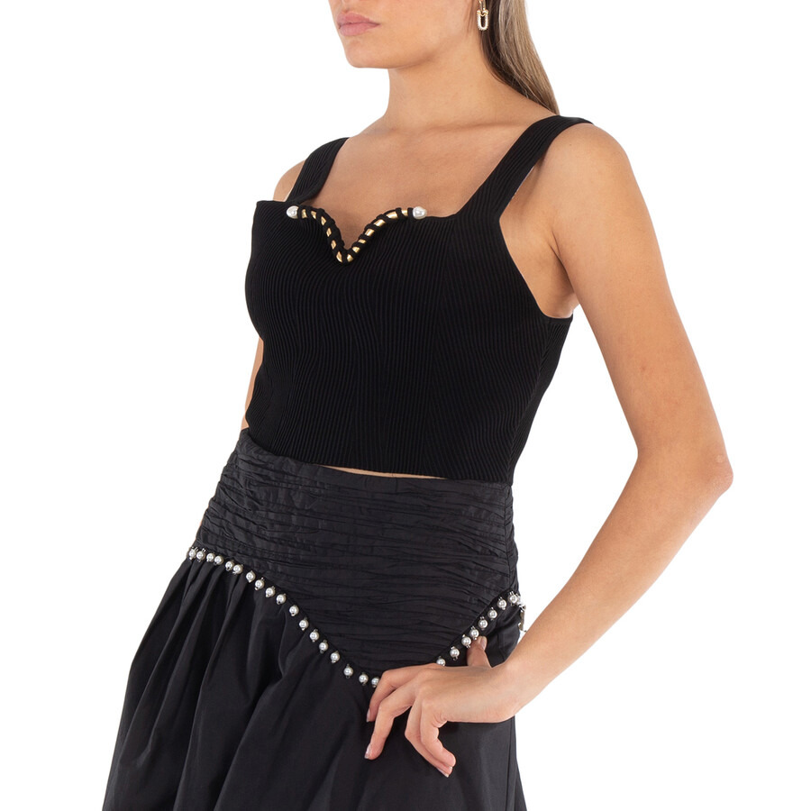 Aje Ladies Black Goldfoil Metal Bar Bodice - 4