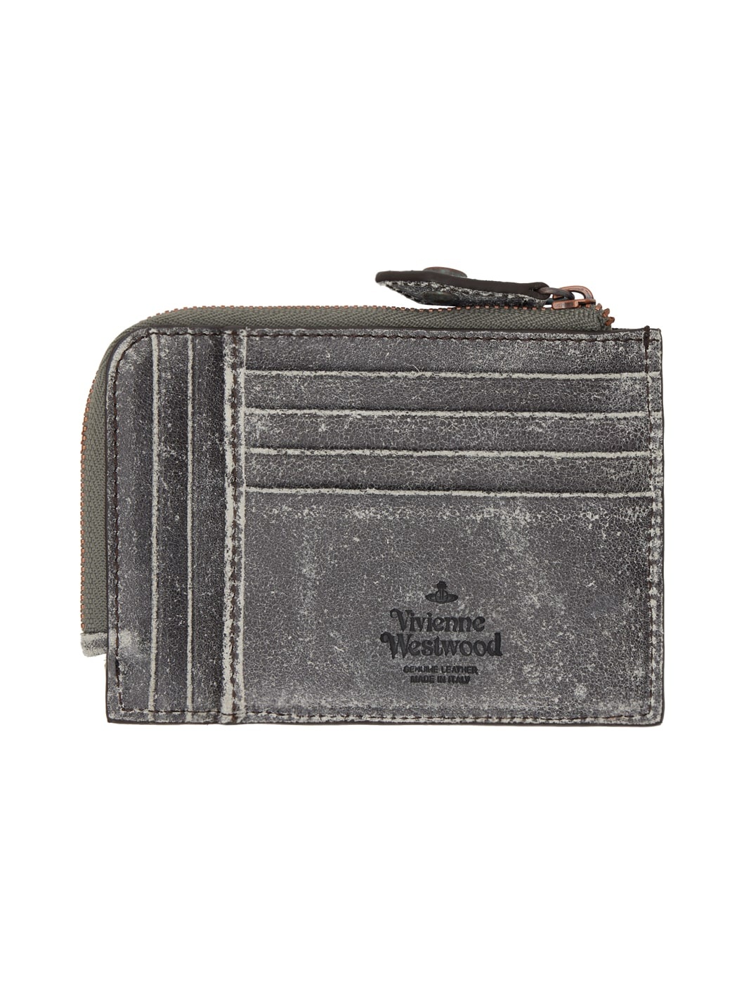 Gray Distressed Zip Card Holder - 2