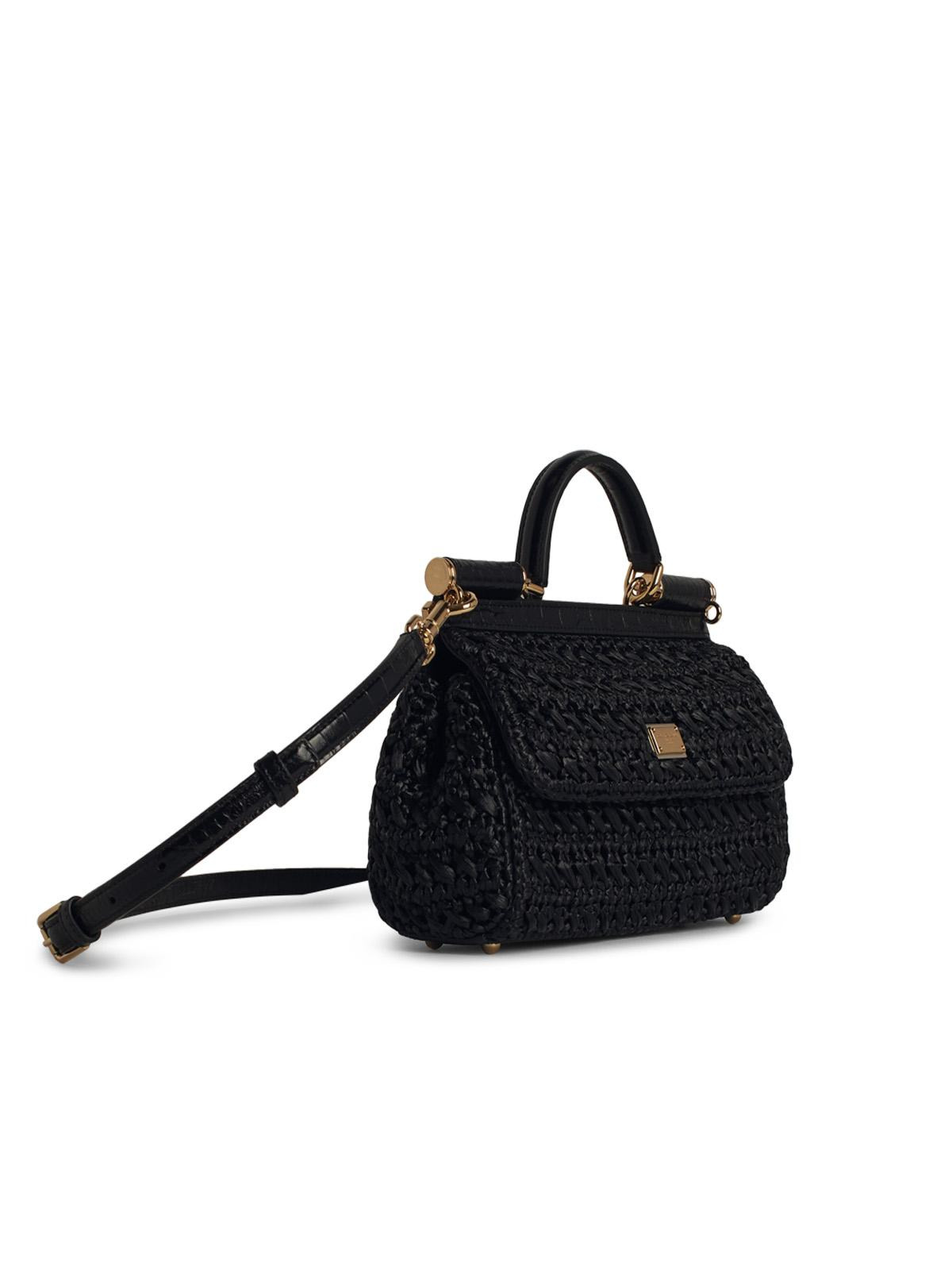 Dolce & Gabbana Small 'Sicily' Black Raffia Blend Bag Women - 2