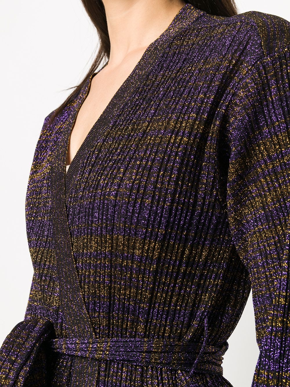 belted metallic-thread cardigan - 5