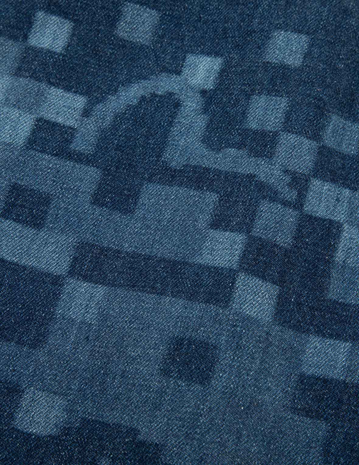PIXEL SEAGULL EMBROIDERY AND PRINT OVERSIZED DENIM JACKET - 12